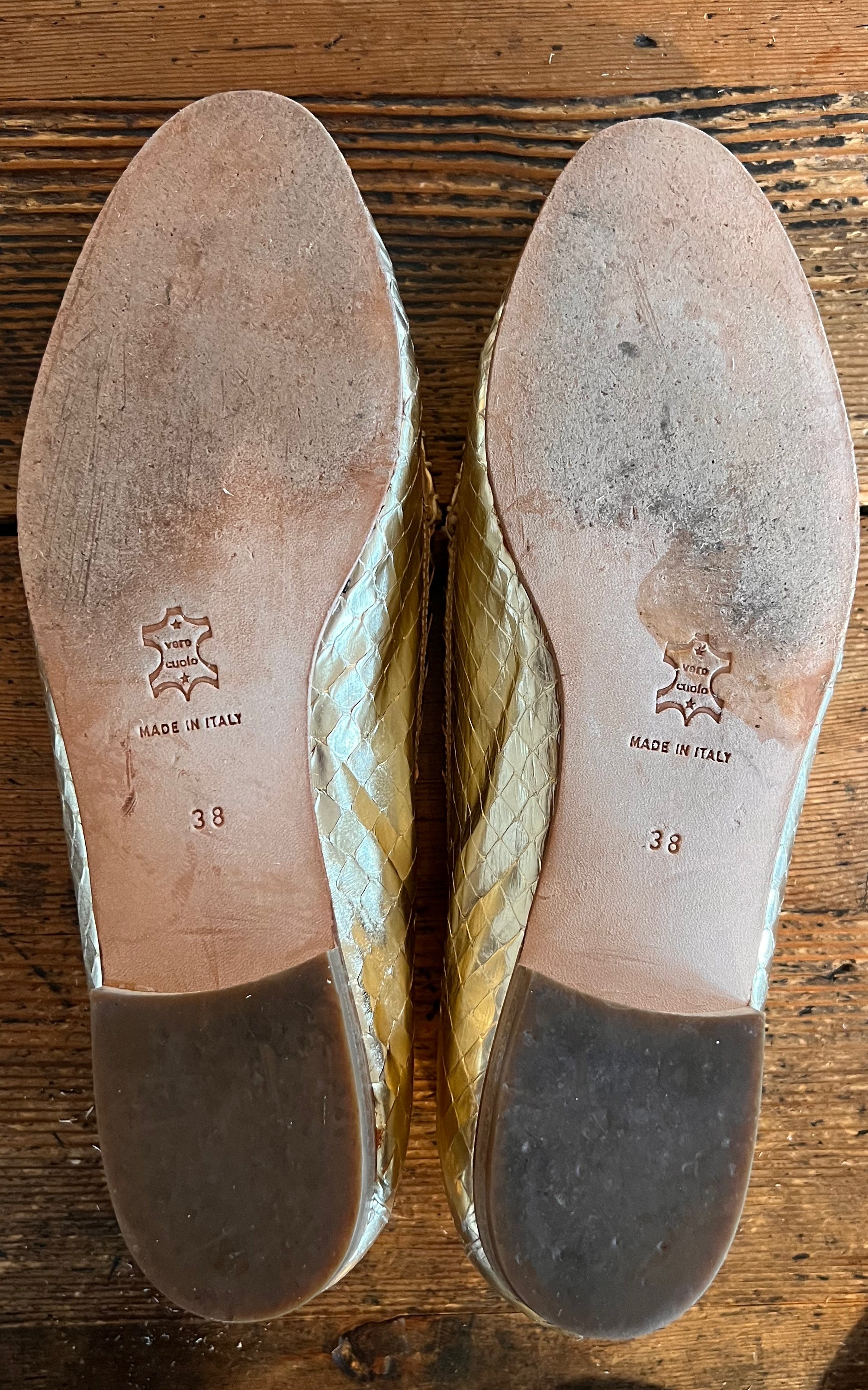 Vintage Madeleine Gold Python Loafer 38