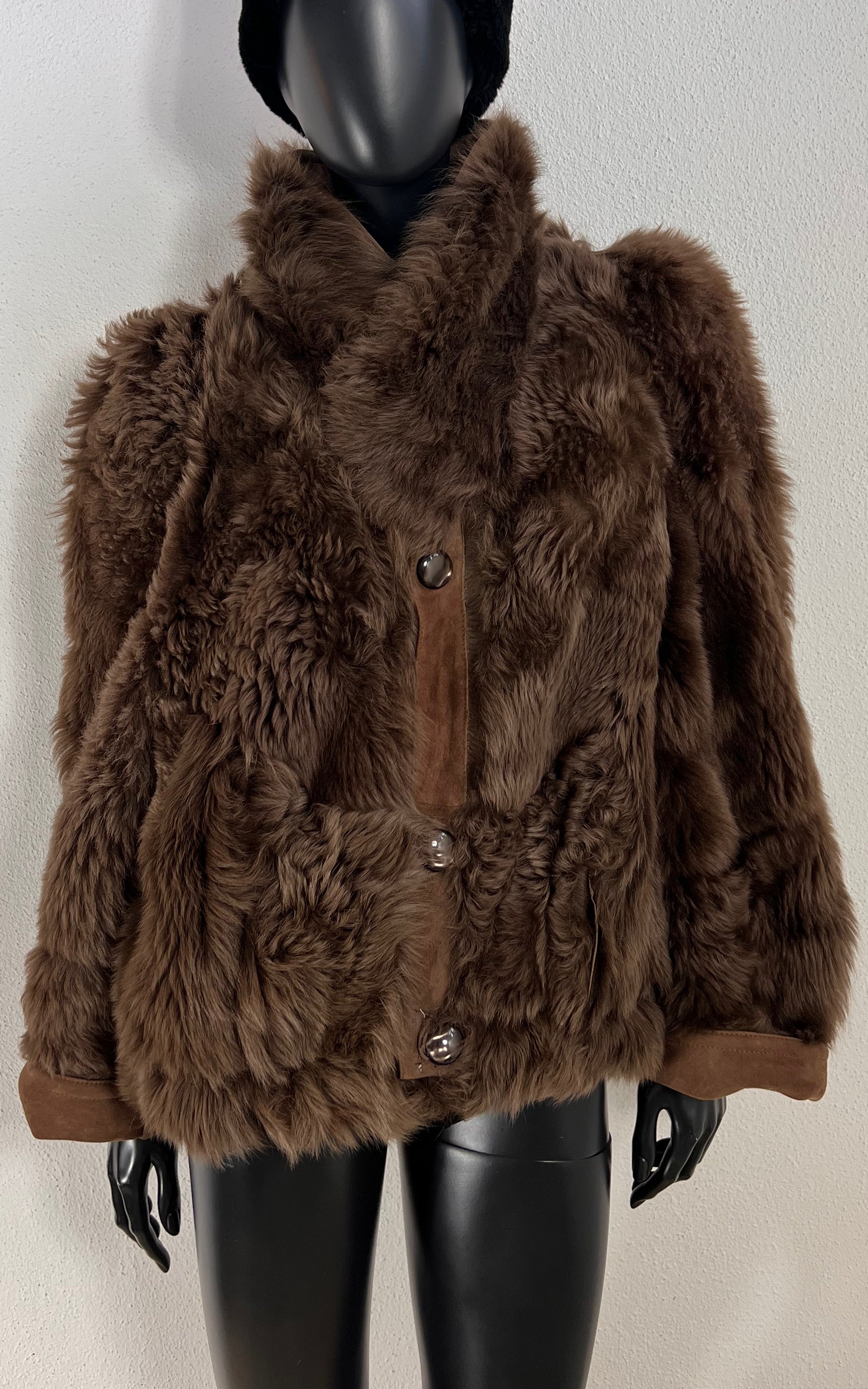 Vintage Cropped Curly Shearling Jacket