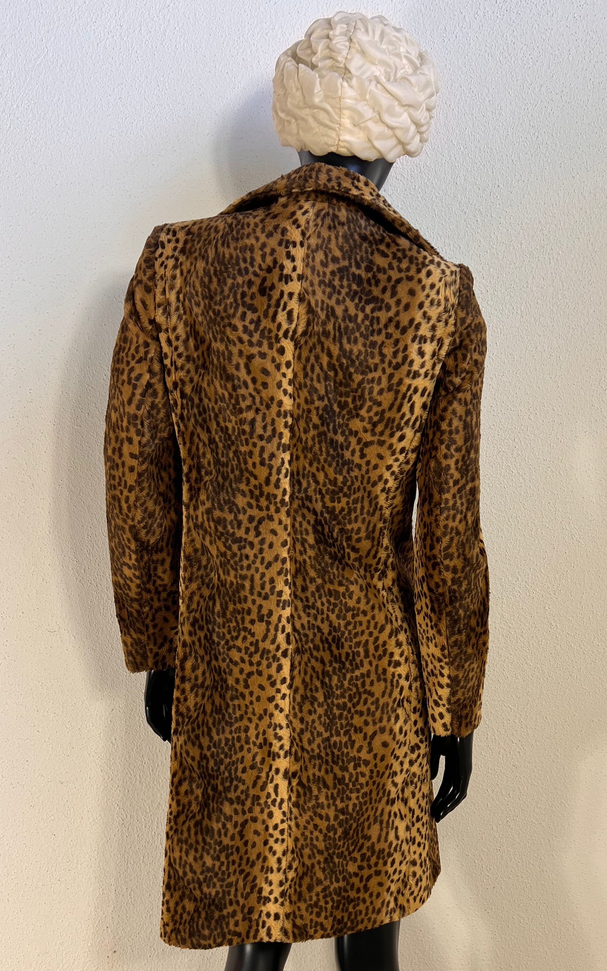 Vintage 90s Kookai leopard-print faux-fur coat
