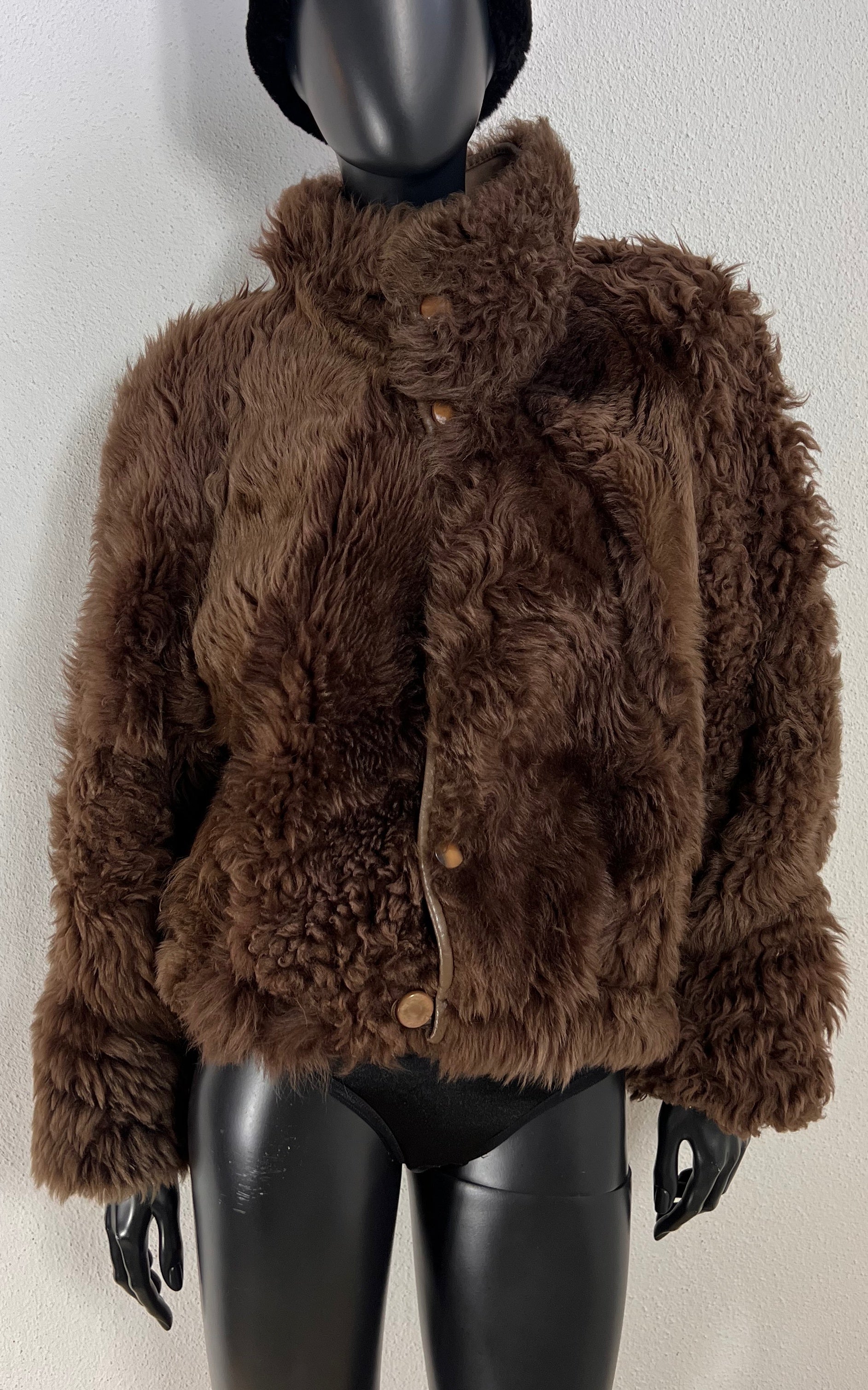 Vintage Cropped Curly Shearling Jacket