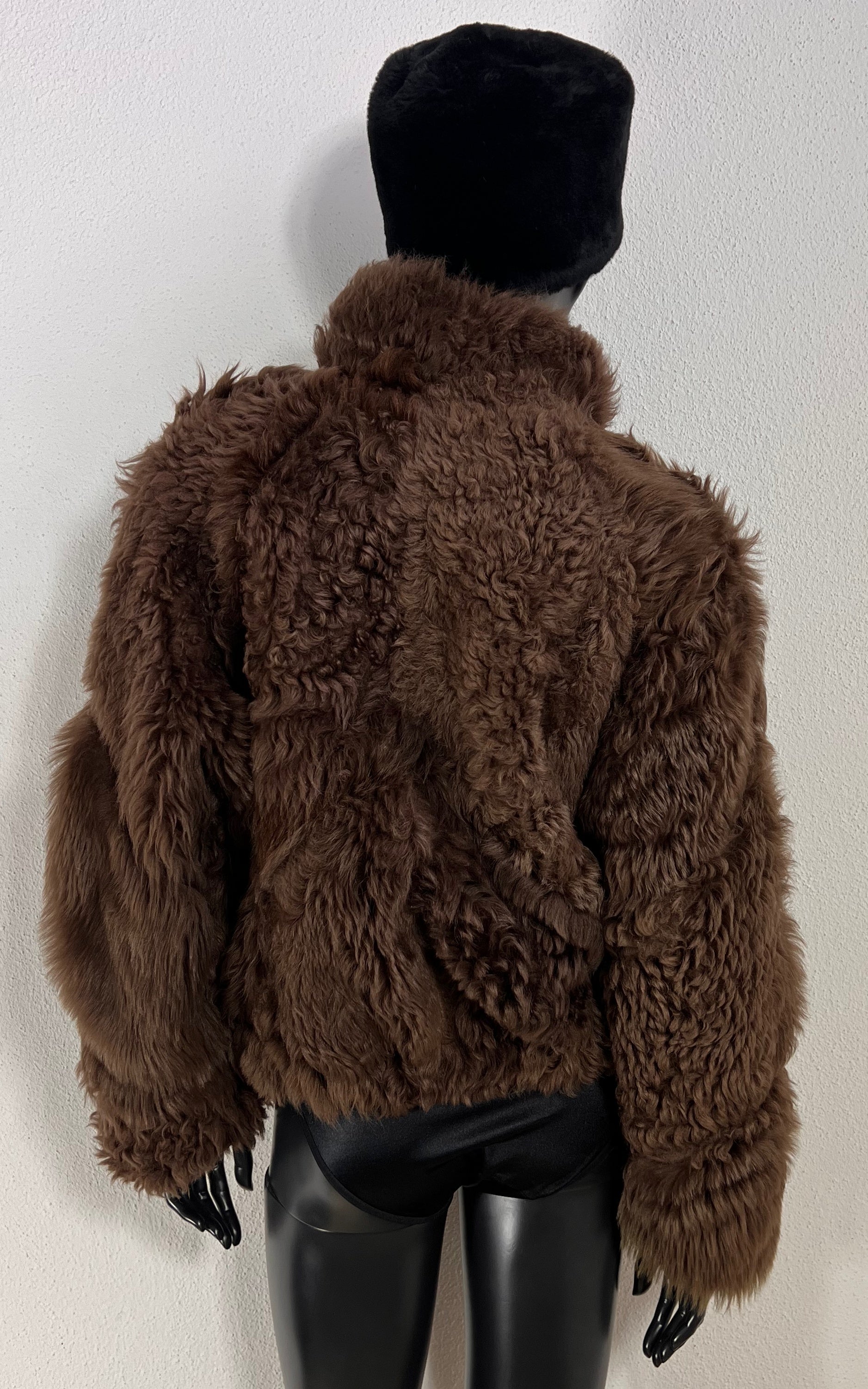 Vintage Cropped Curly Shearling Jacket
