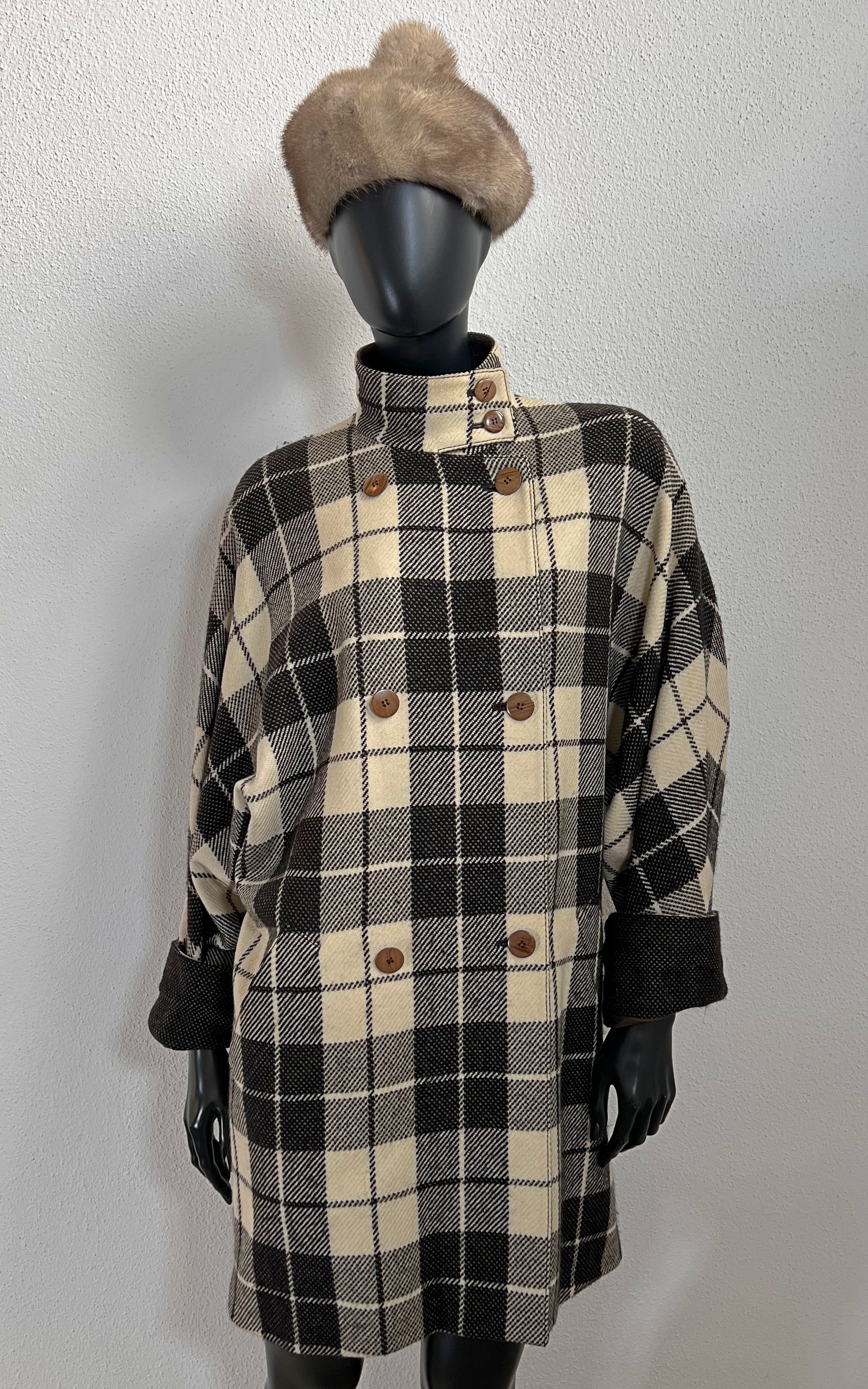Vintage Louis Feraud Tartan Wool Coat