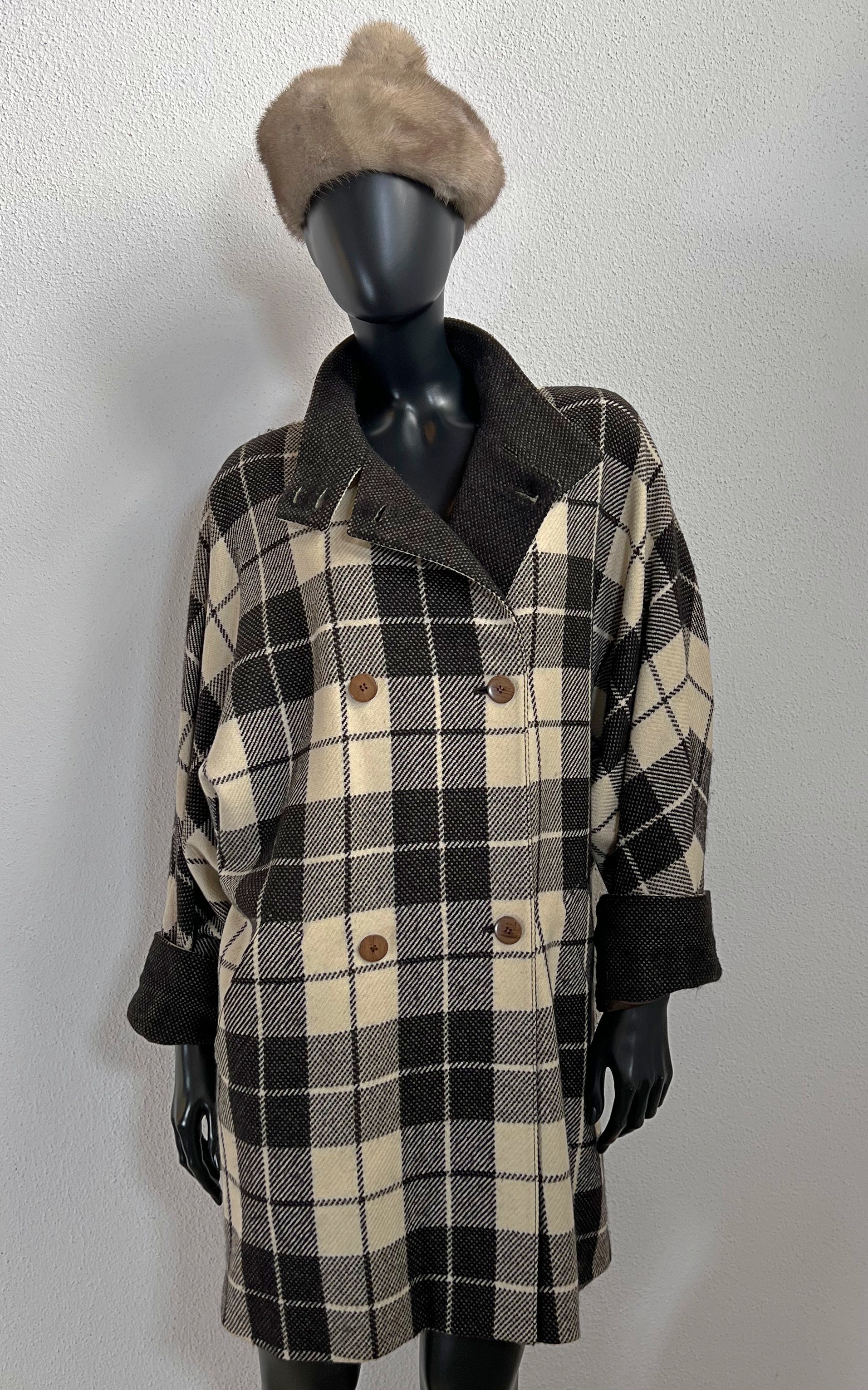 Vintage Louis Feraud Tartan Wool Coat