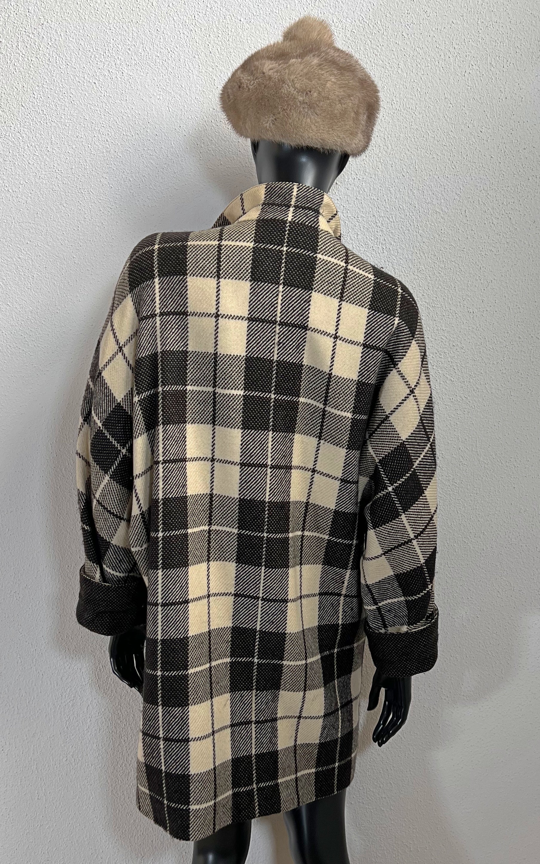 Vintage Louis Feraud Tartan Wool Coat