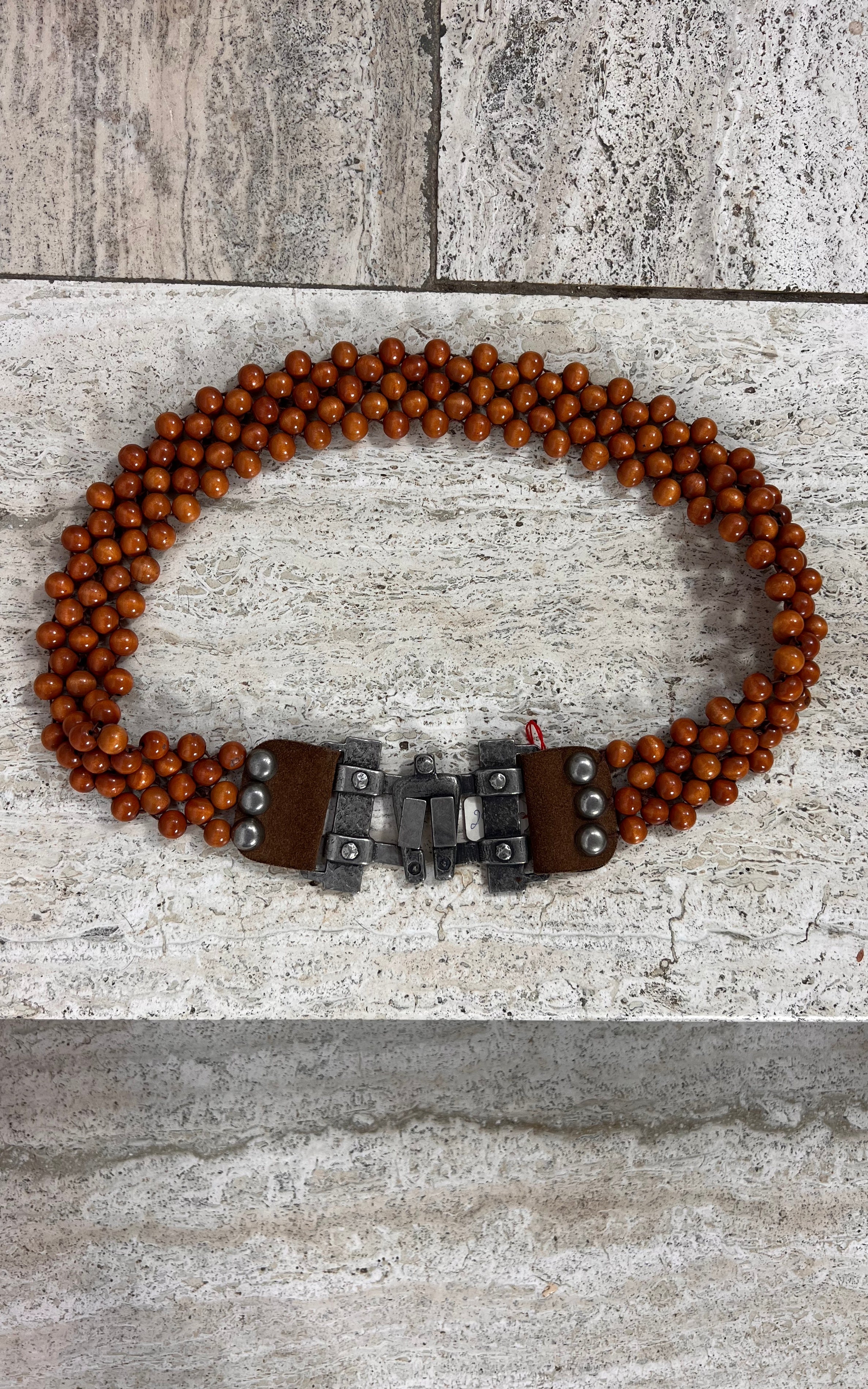 1970s Boho Wooden Bead Belt
