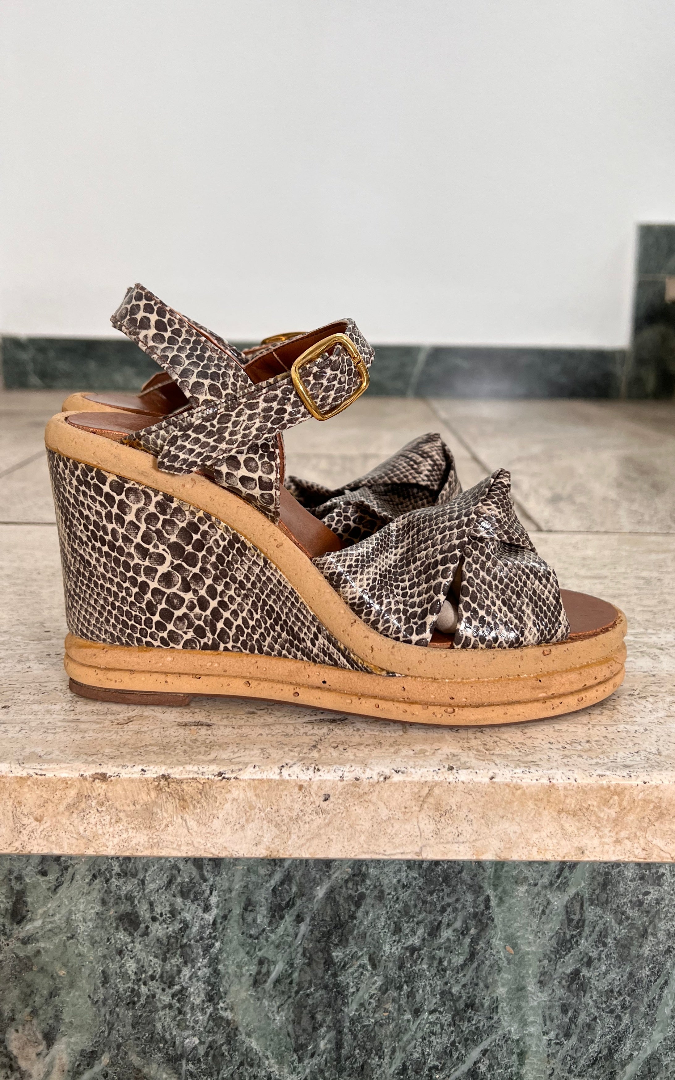 Vintage 70s Deadstock Cork Wedges 36