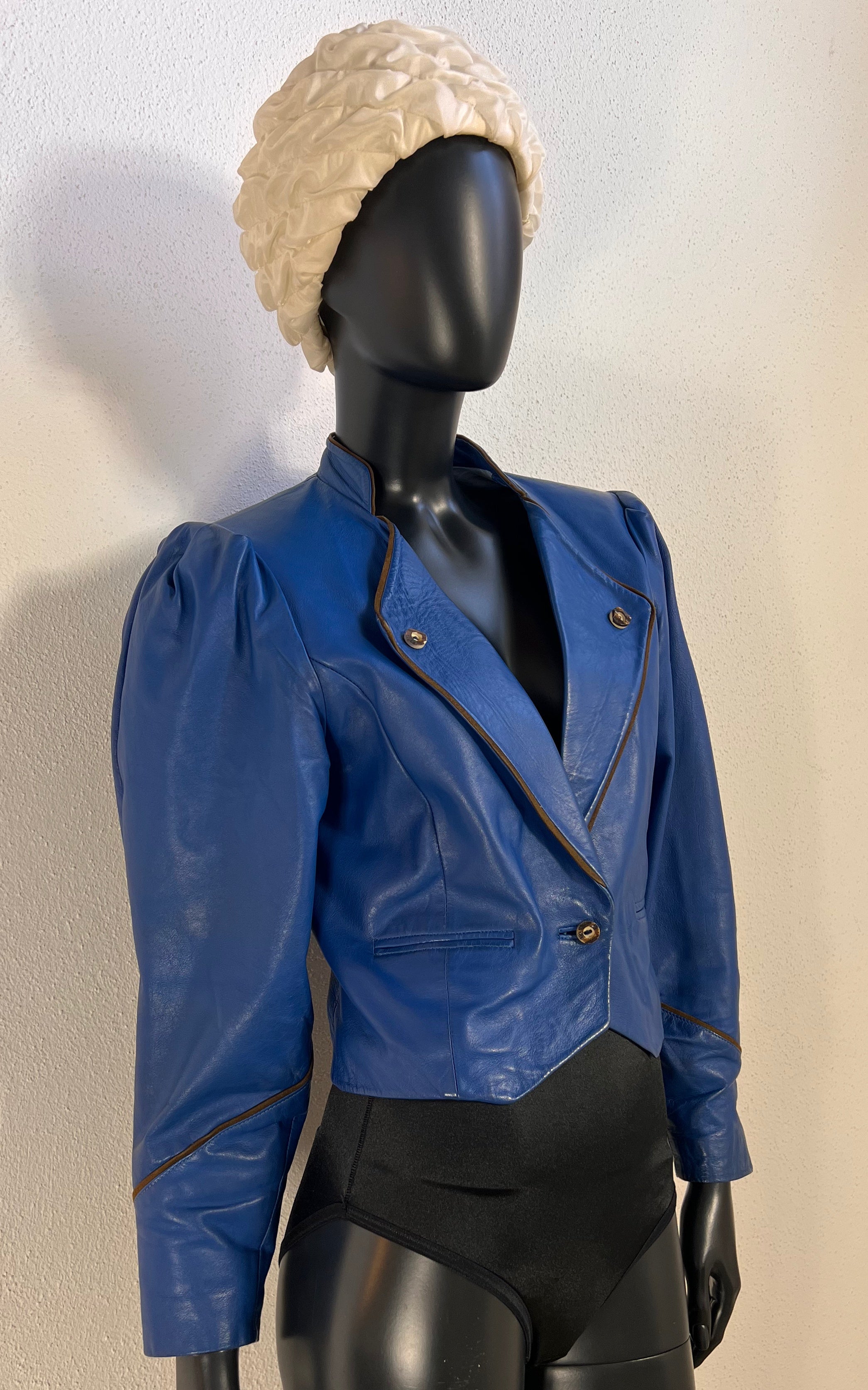 Vintage 1980s Germana Blue Leather Jacket