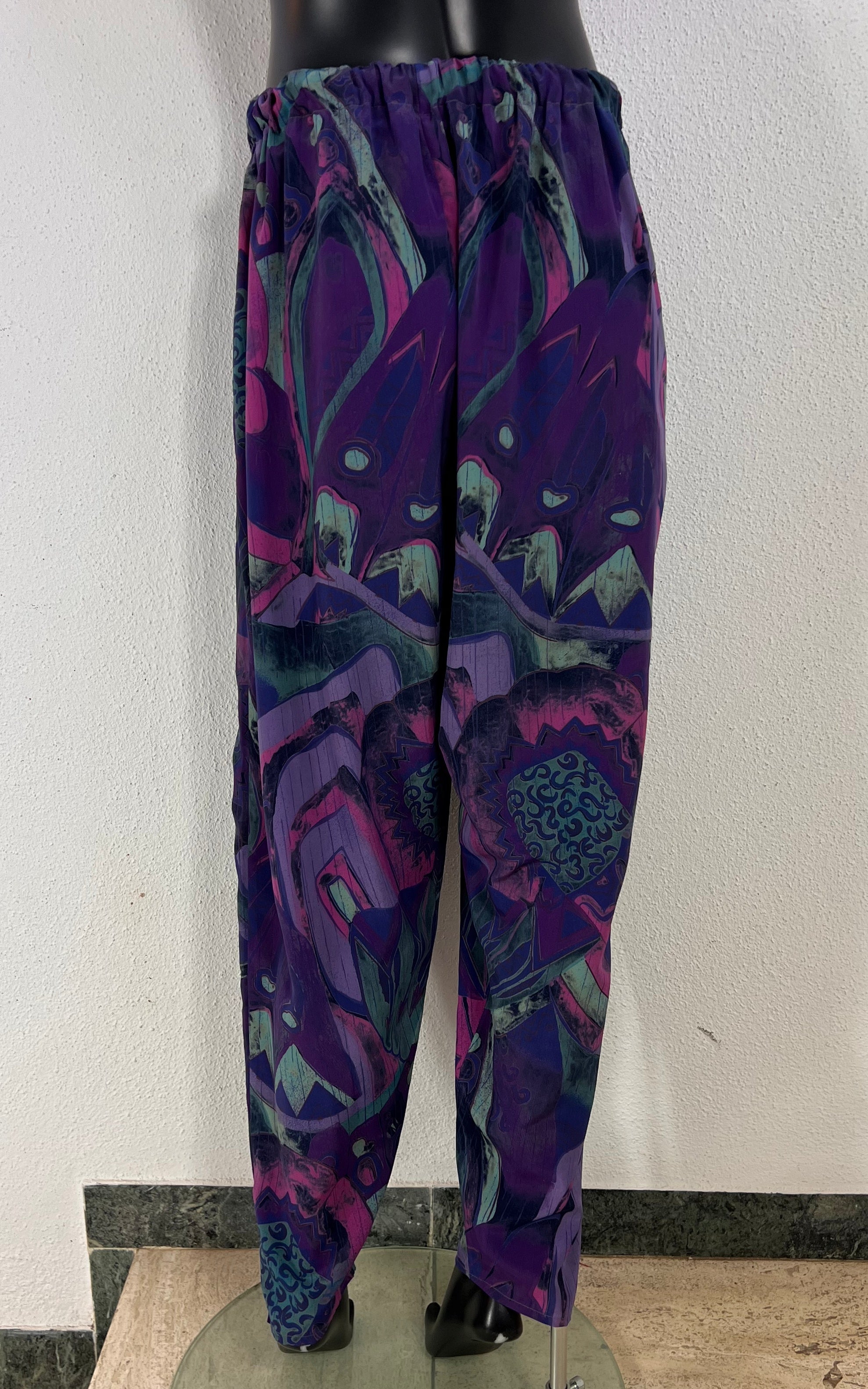 Vintage 90s Abstract Print Tapered Trousers