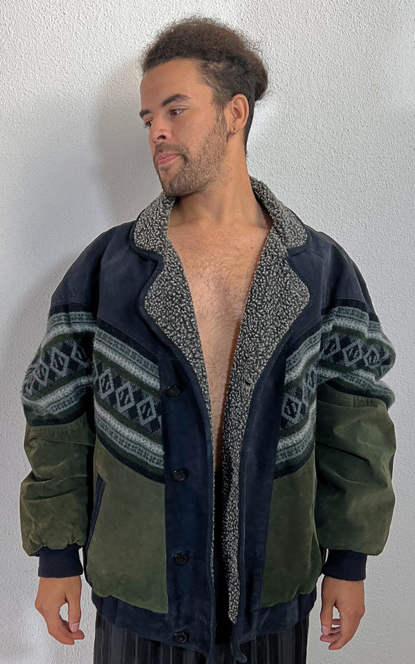 Vintage MENS Aztec Navajo Shearling Jacket