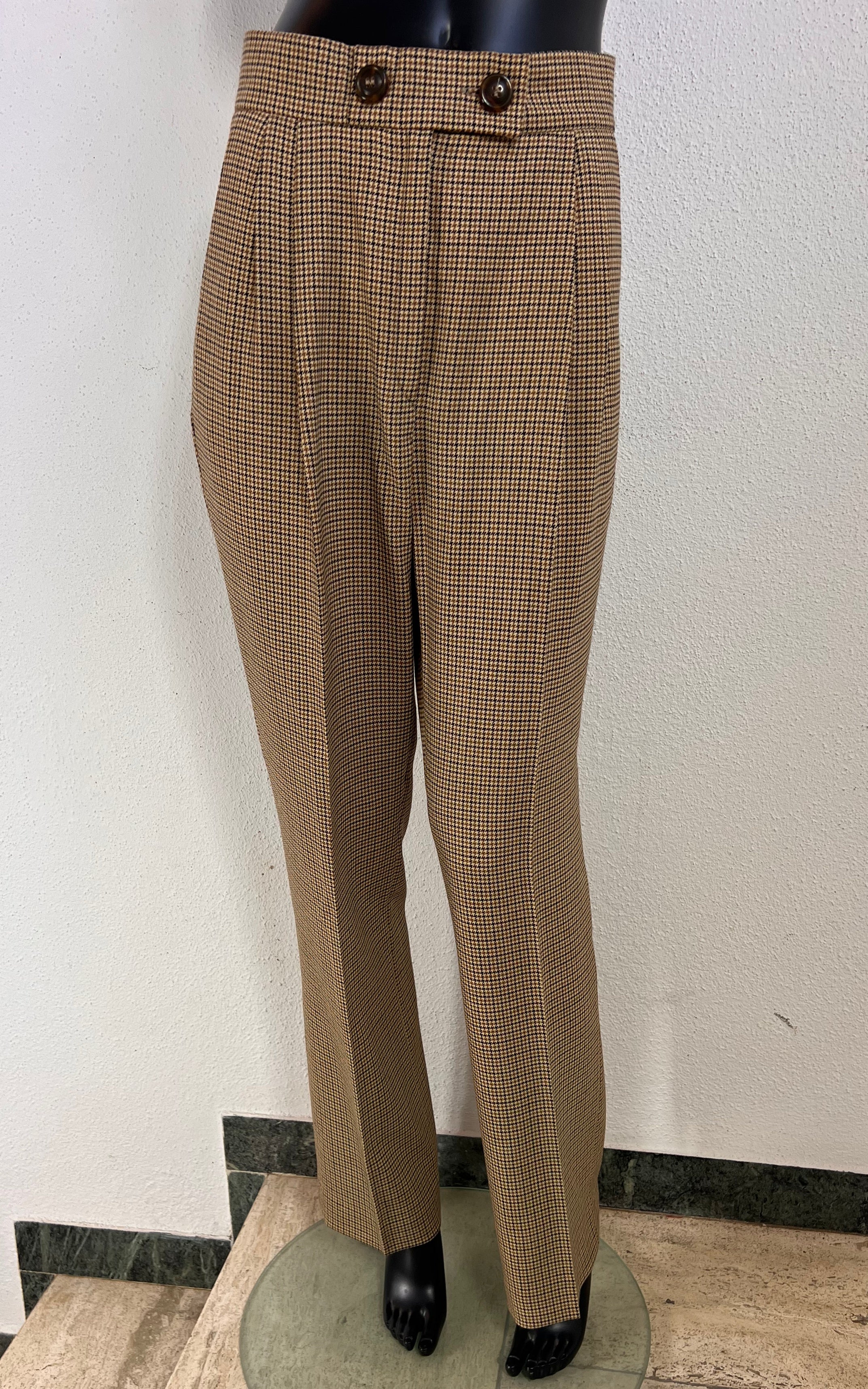 Vintage Elégance Paris Wool Blend Houndstooth Trousers