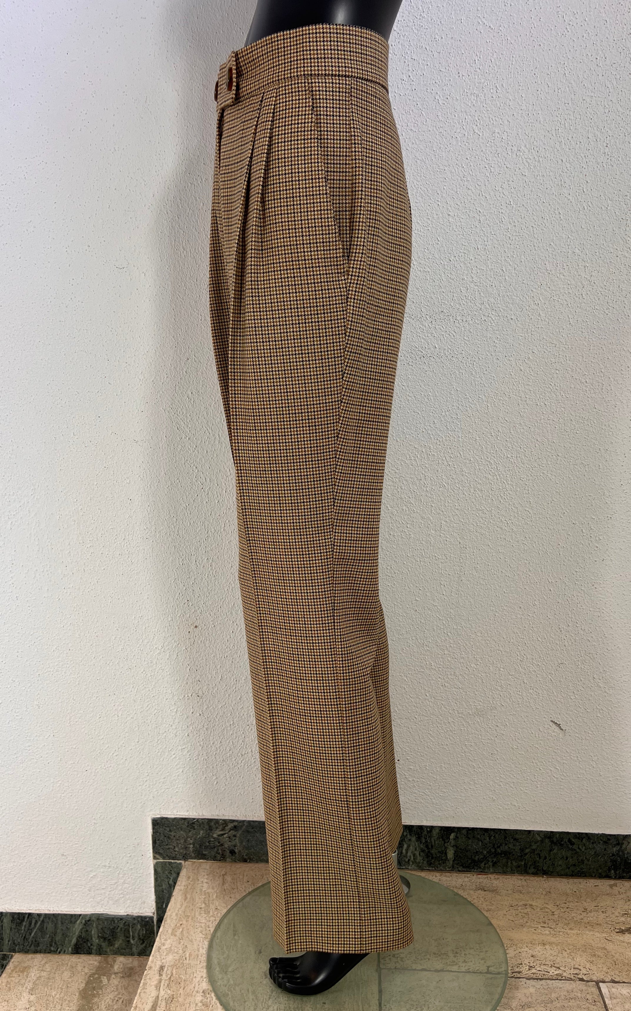 Vintage Elégance Paris Wool Blend Houndstooth Trousers
