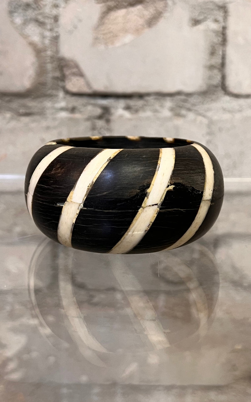 Vintage Black & White Horn Bangle