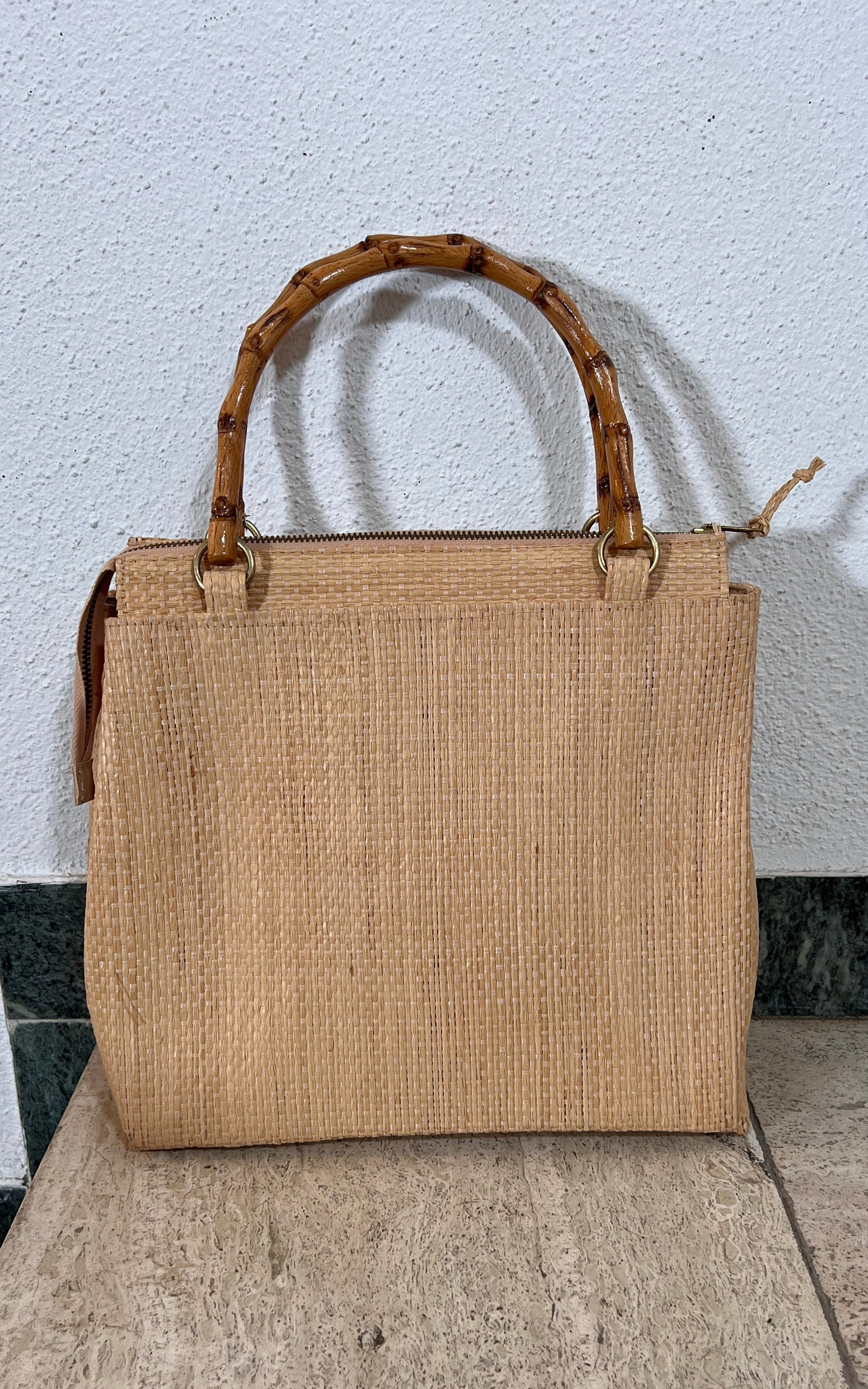 Vintage 50s Bamboo Raffia Bag
