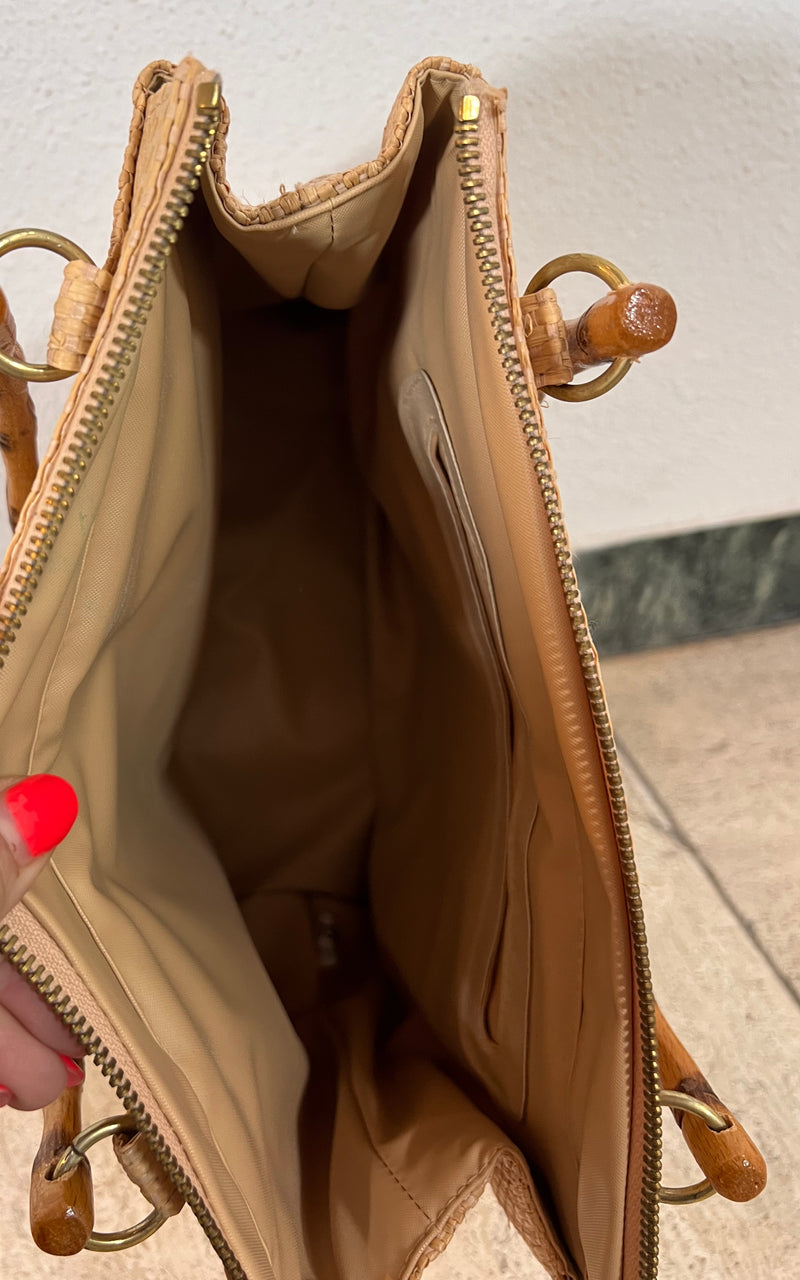 Vintage 50s Bamboo Raffia Bag