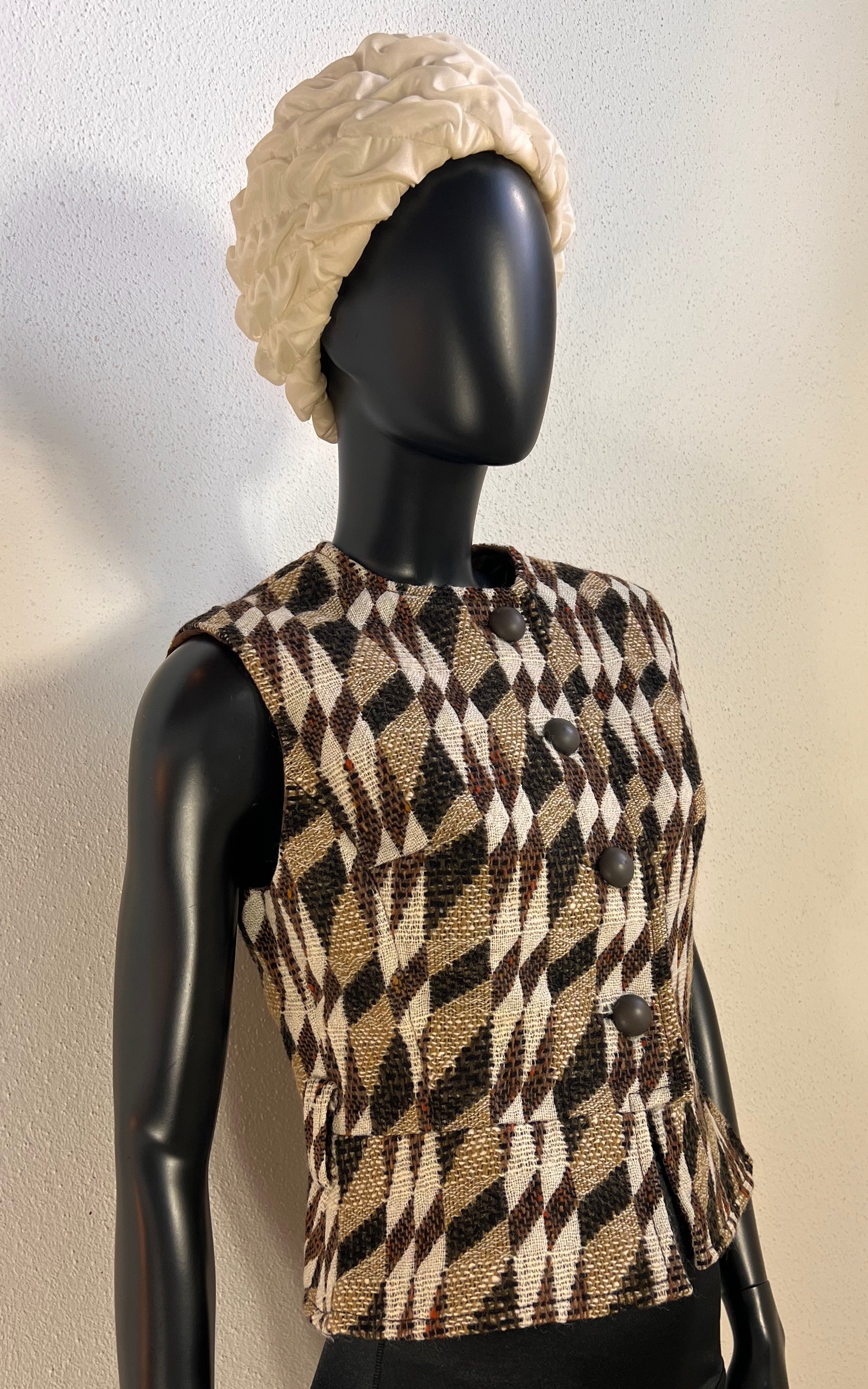 1960s Lalonde Paris Haute Couture Woven Vest with Velvet Belt