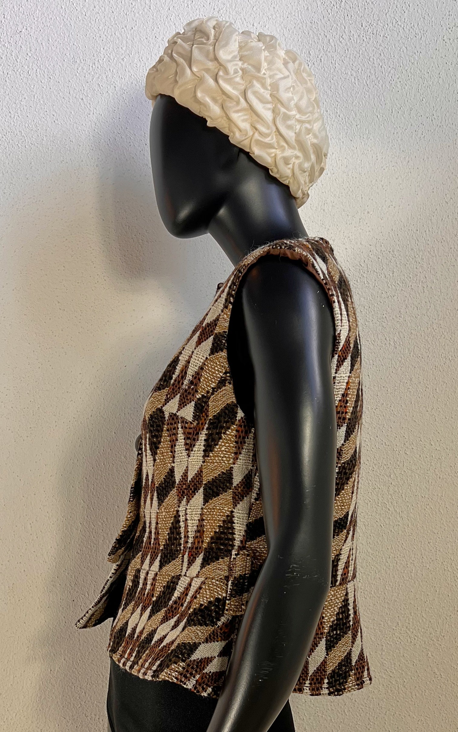 1960s Lalonde Paris Haute Couture Woven Vest with Velvet Belt