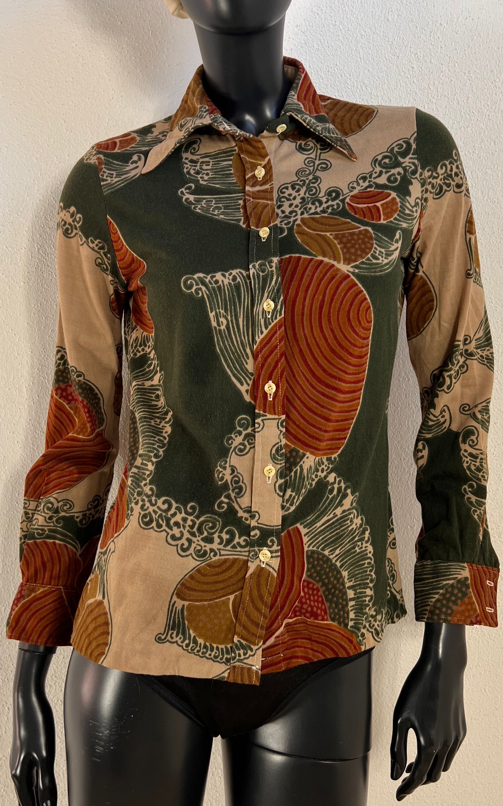 Vintage 1970s Saint Clair Paris Psychedelic Print Shirt