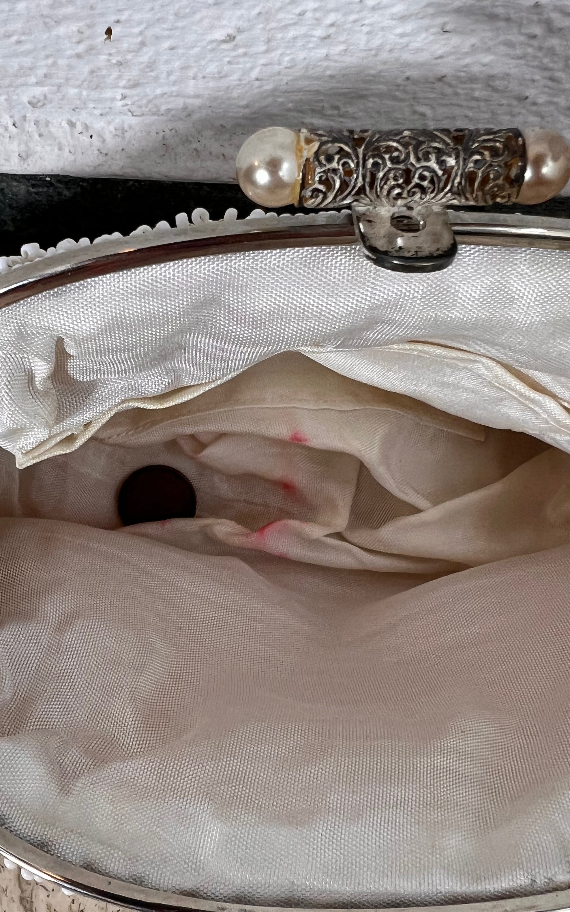 Vintage Small White Beaded Bag