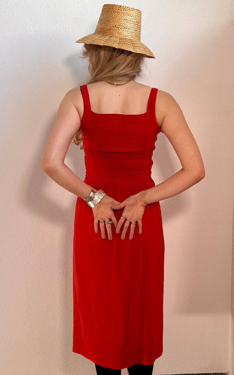 Vintage Red Silk Summer Dress