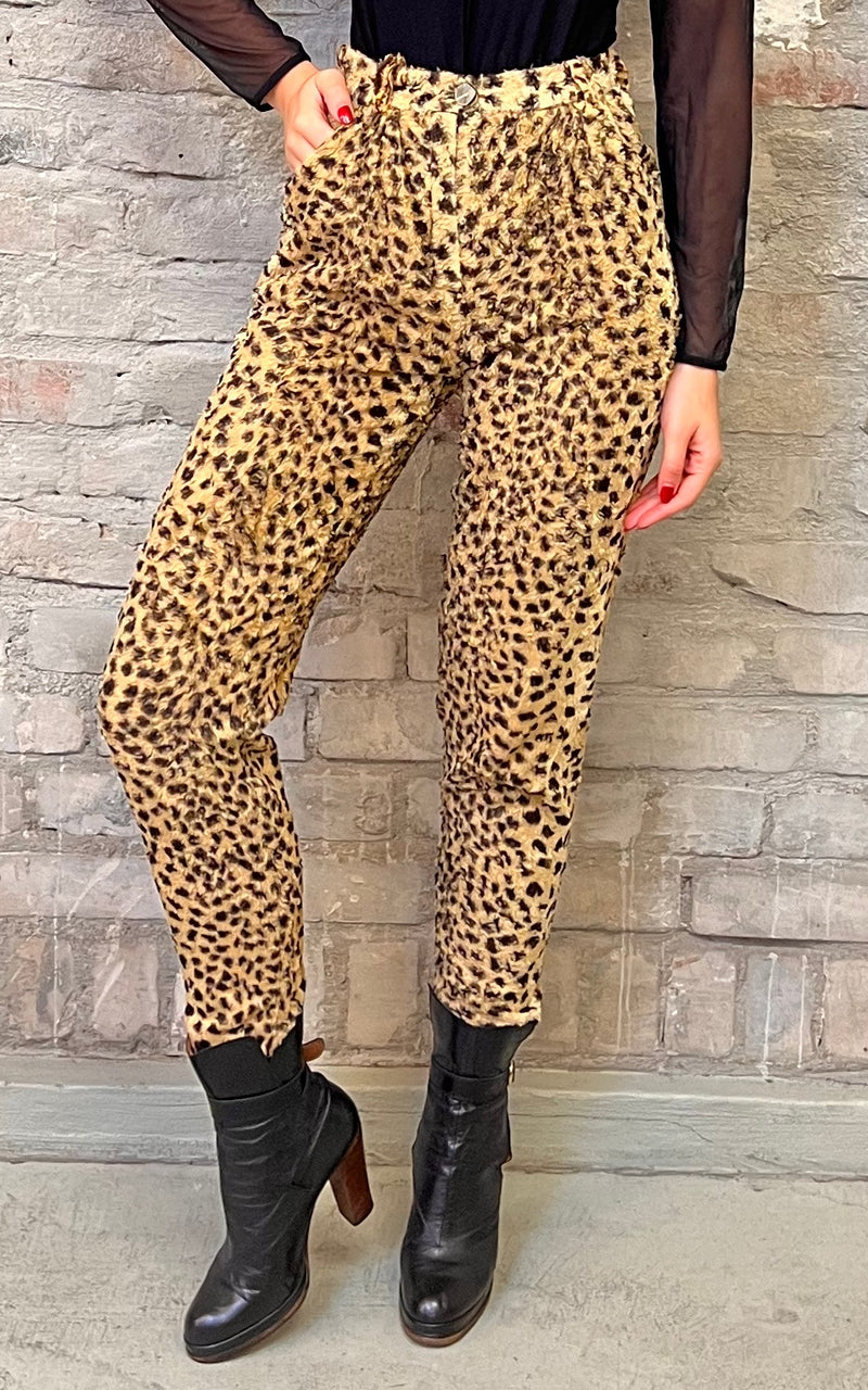 Vintage Cheetah Fake Fur Skinny Pants Floratio Lovely