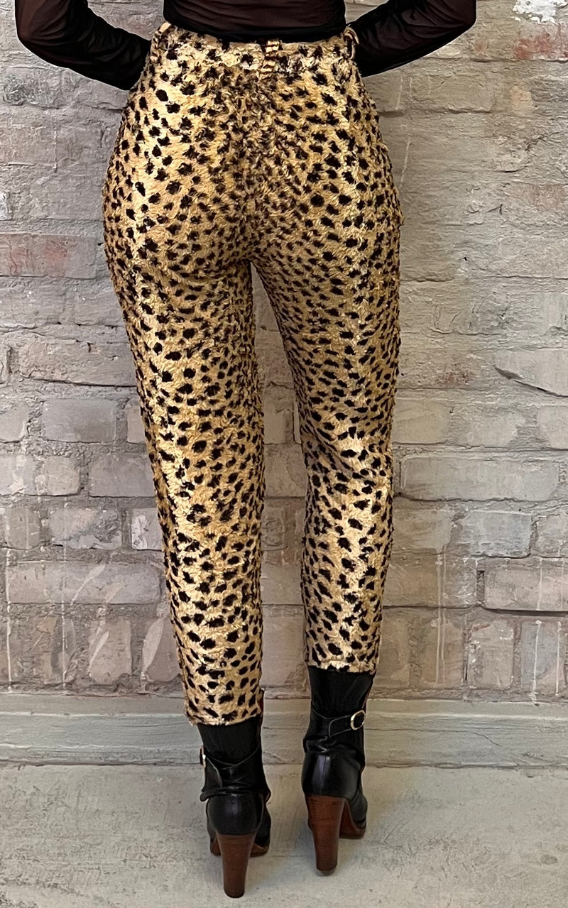 Vintage Cheetah Fake Fur Skinny Pants Floratio Lovely