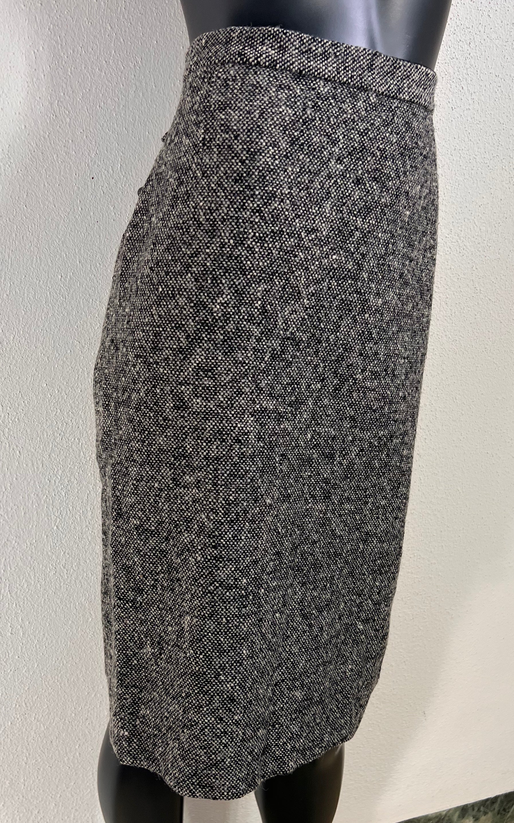 Prada Virgin Wool Tweed Pencil Skirt