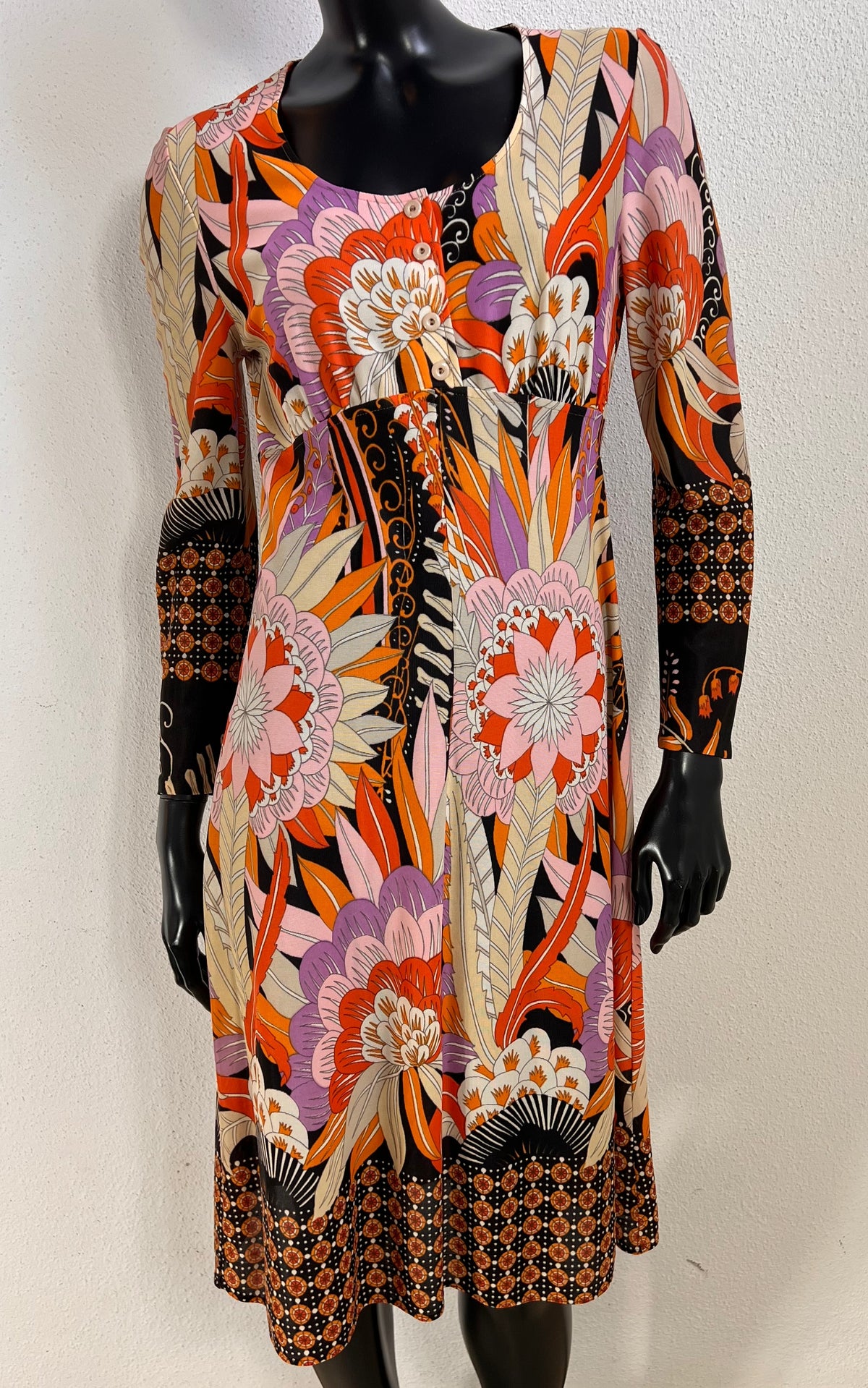 Vintage 1970s Arnel Psychedelic Floral Dress