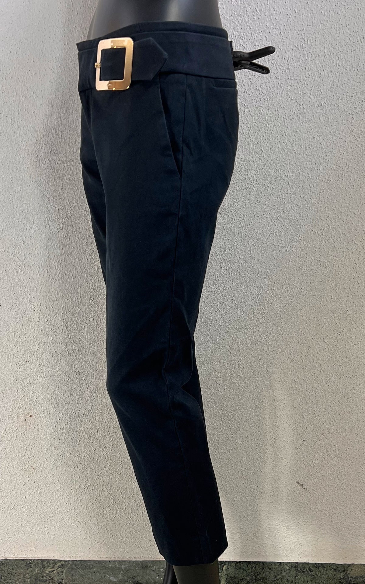 Gucci Black Cotton Cropped Flared Trousers with Gold-Tone Buckle