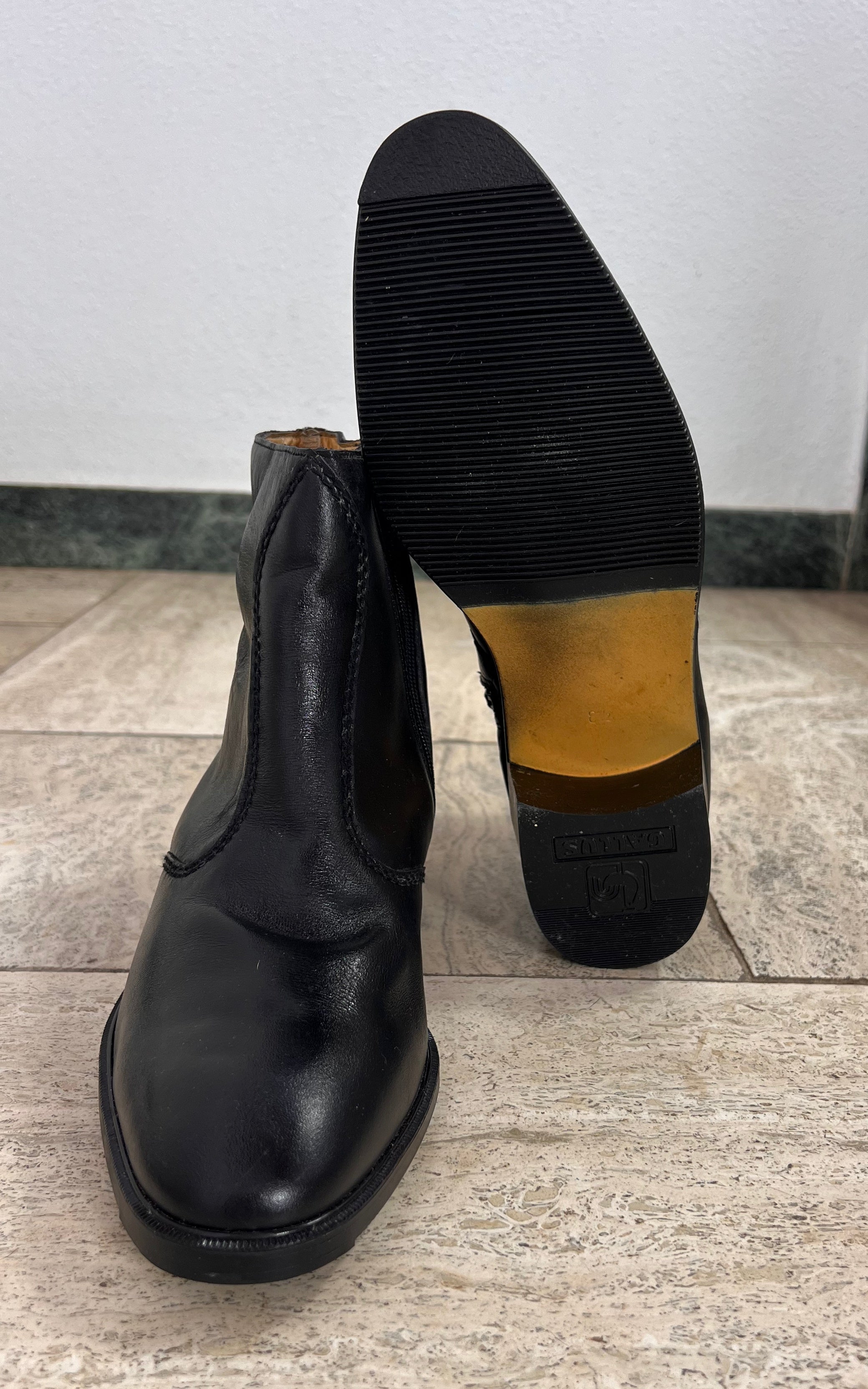 Vintage MENS Gallus Black Leather Ankle Boots – Made in West Germany - 41