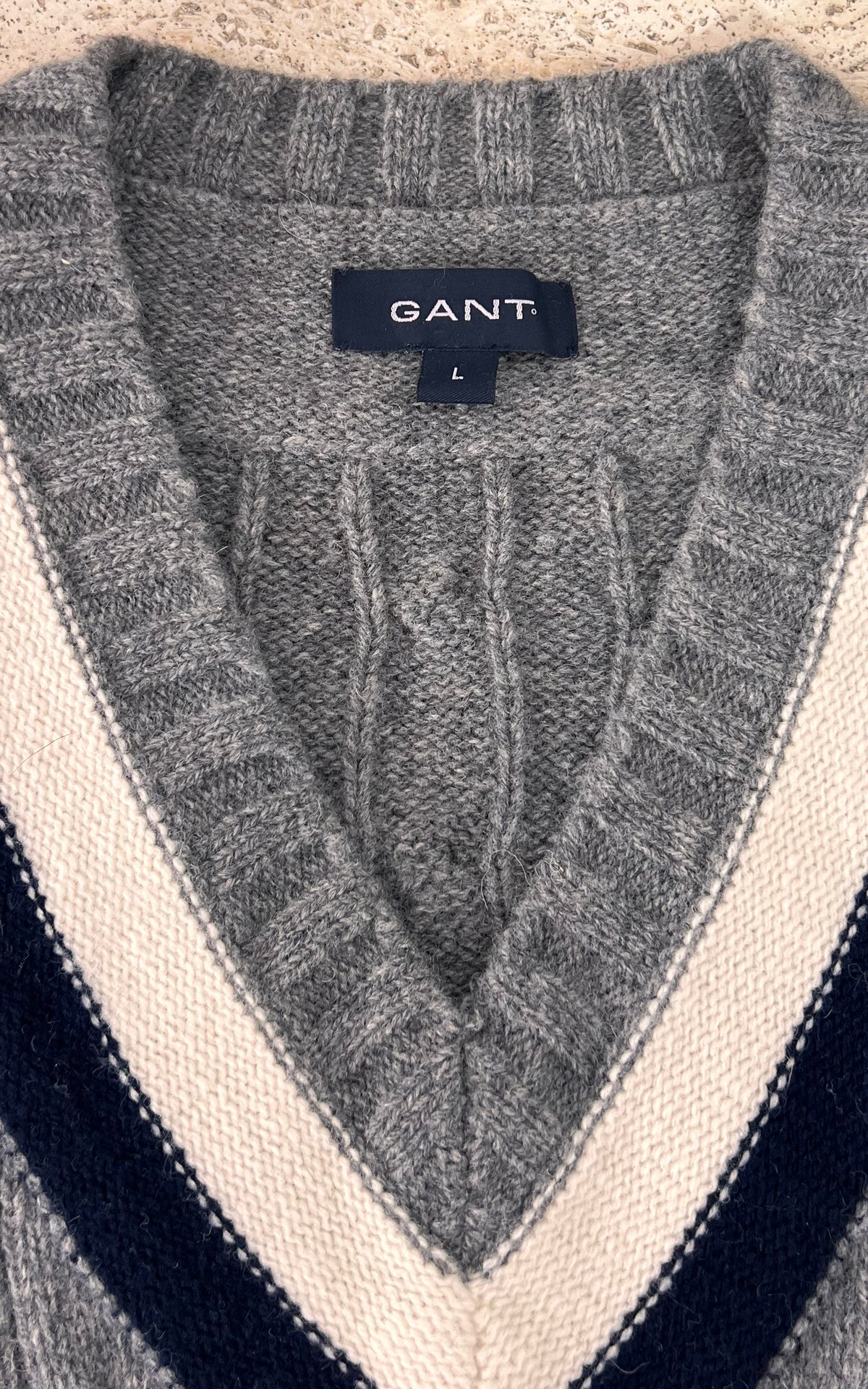 Vintage MENS GANT Lambswool Cable-Knit Sweater Vest