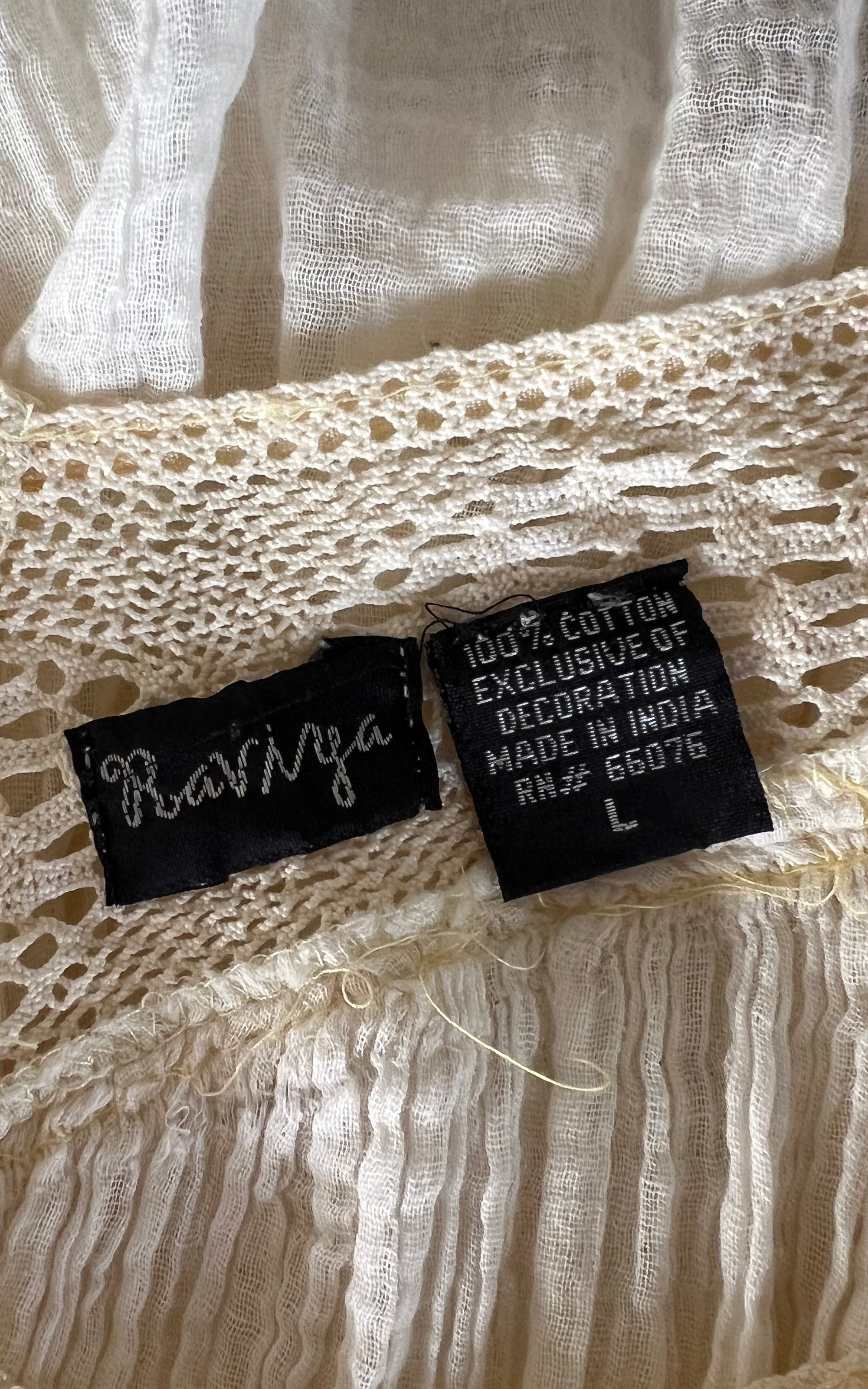 Vintage Cotton Gauze Angel Sleeves Top