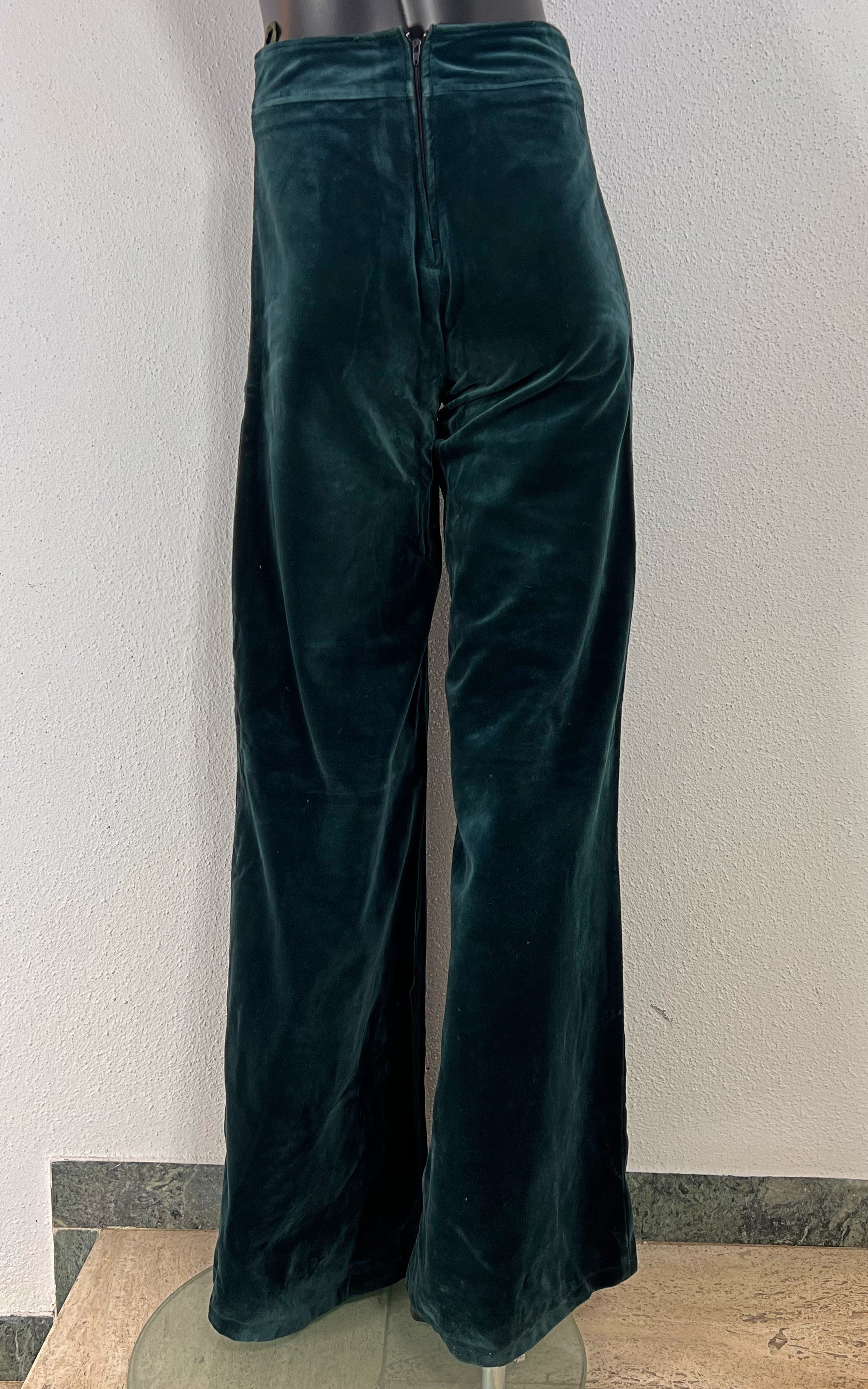 Vintage 70s Emerald Green Velvet Flare
