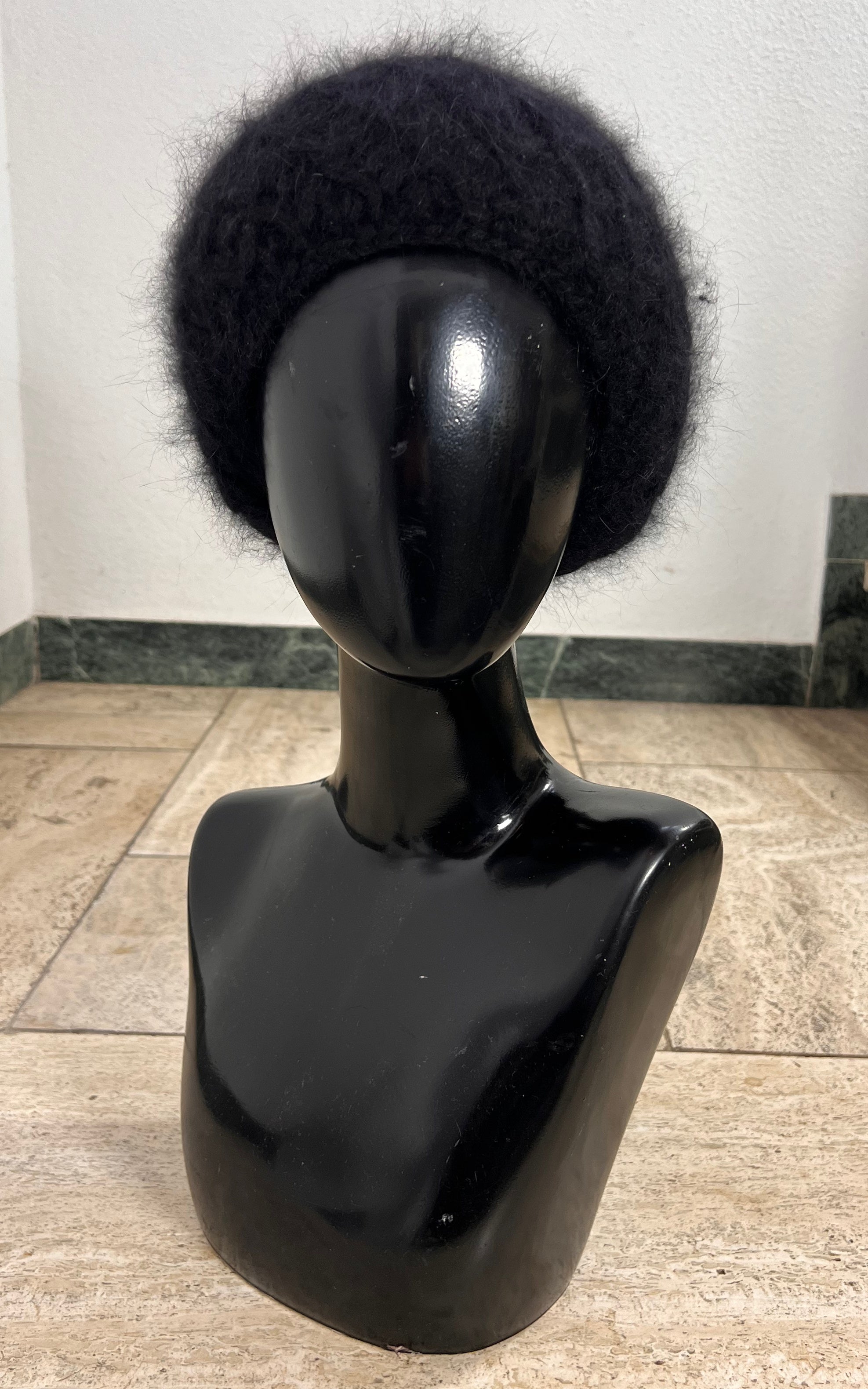 Vintage Black Angora Blend Beret
