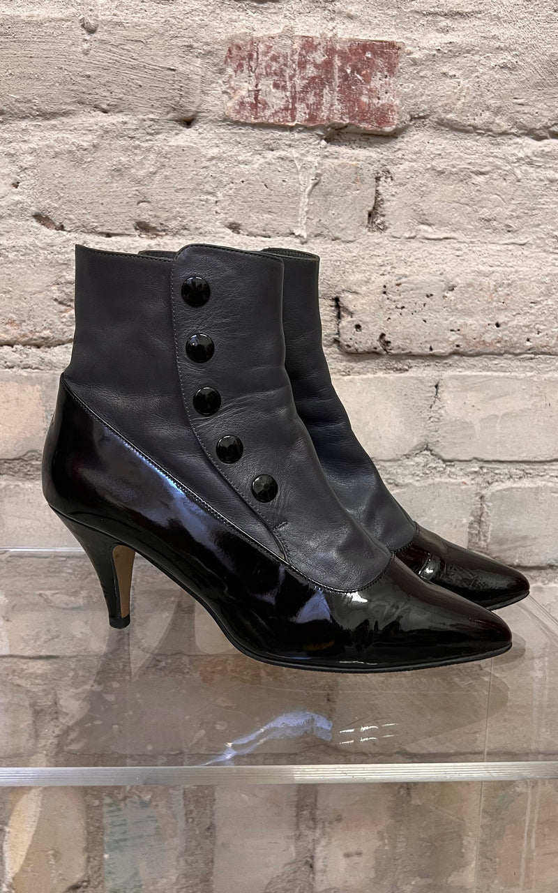 Vintage Patent Leather Ankle Boots 38