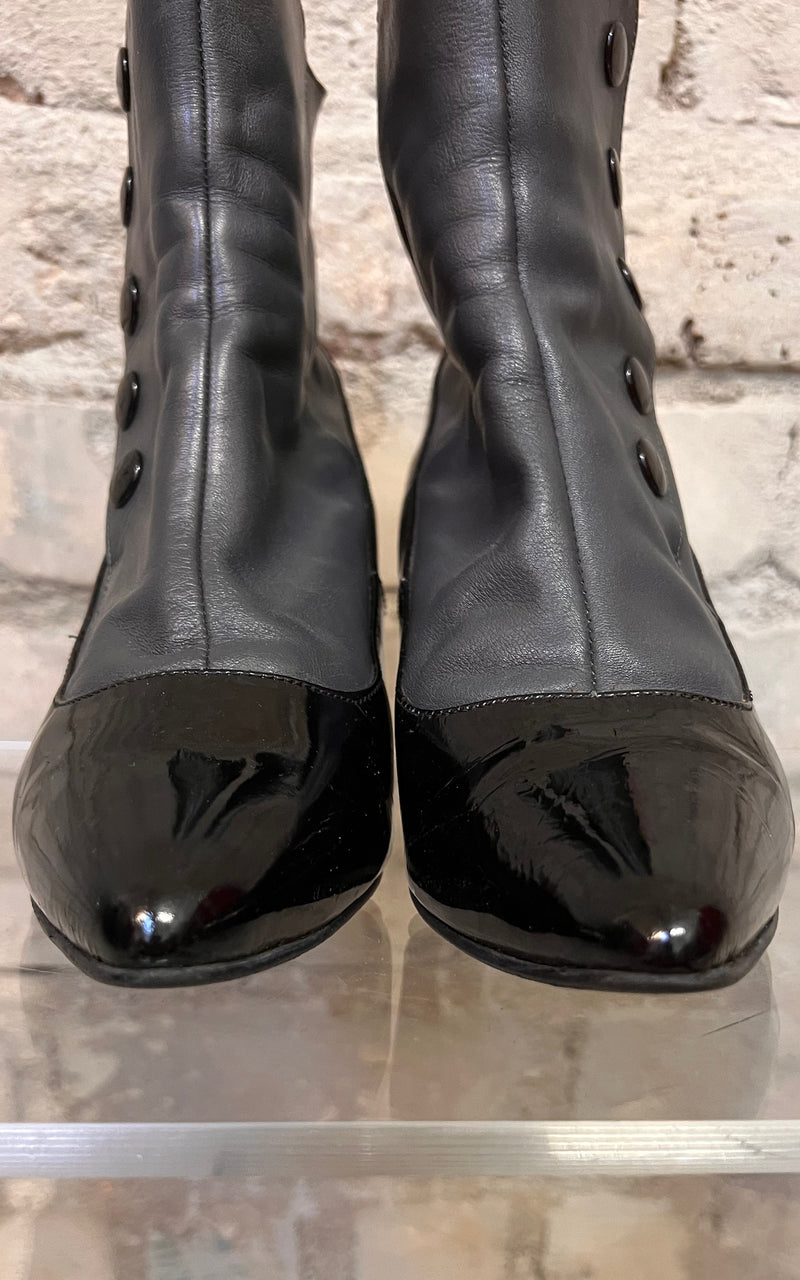 Vintage Patent Leather Ankle Boots 38