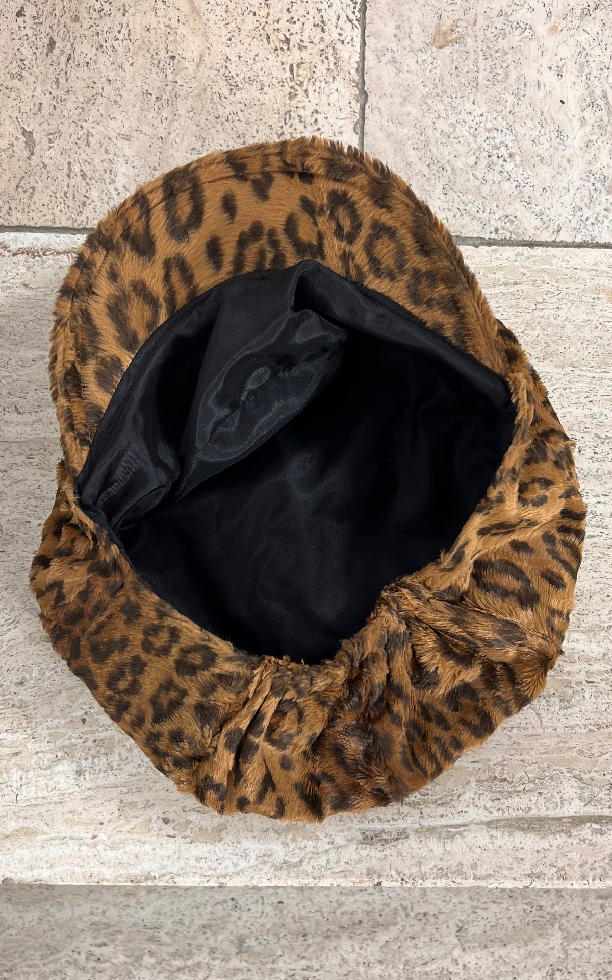 Vintage Leopard Print Faux Fur Bakerboy Cap