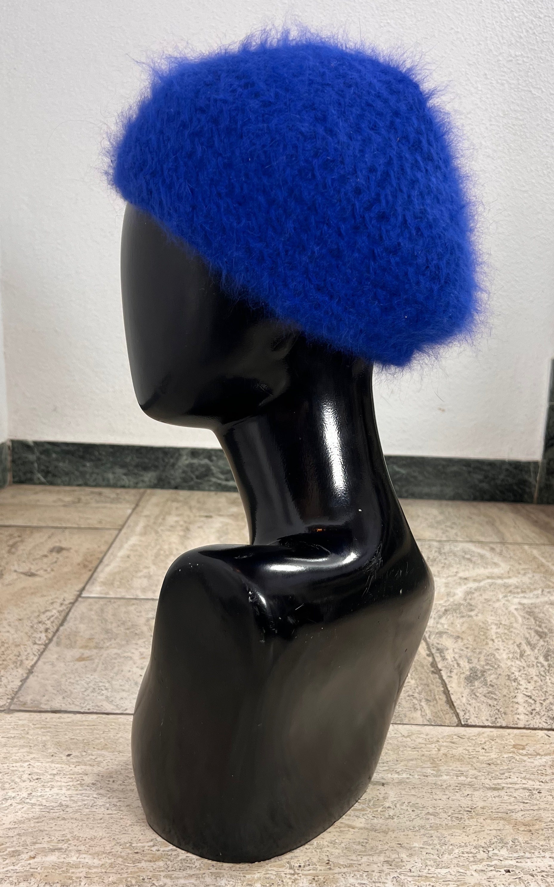 Vintage Cobalt Blue Angora-Blend Beret