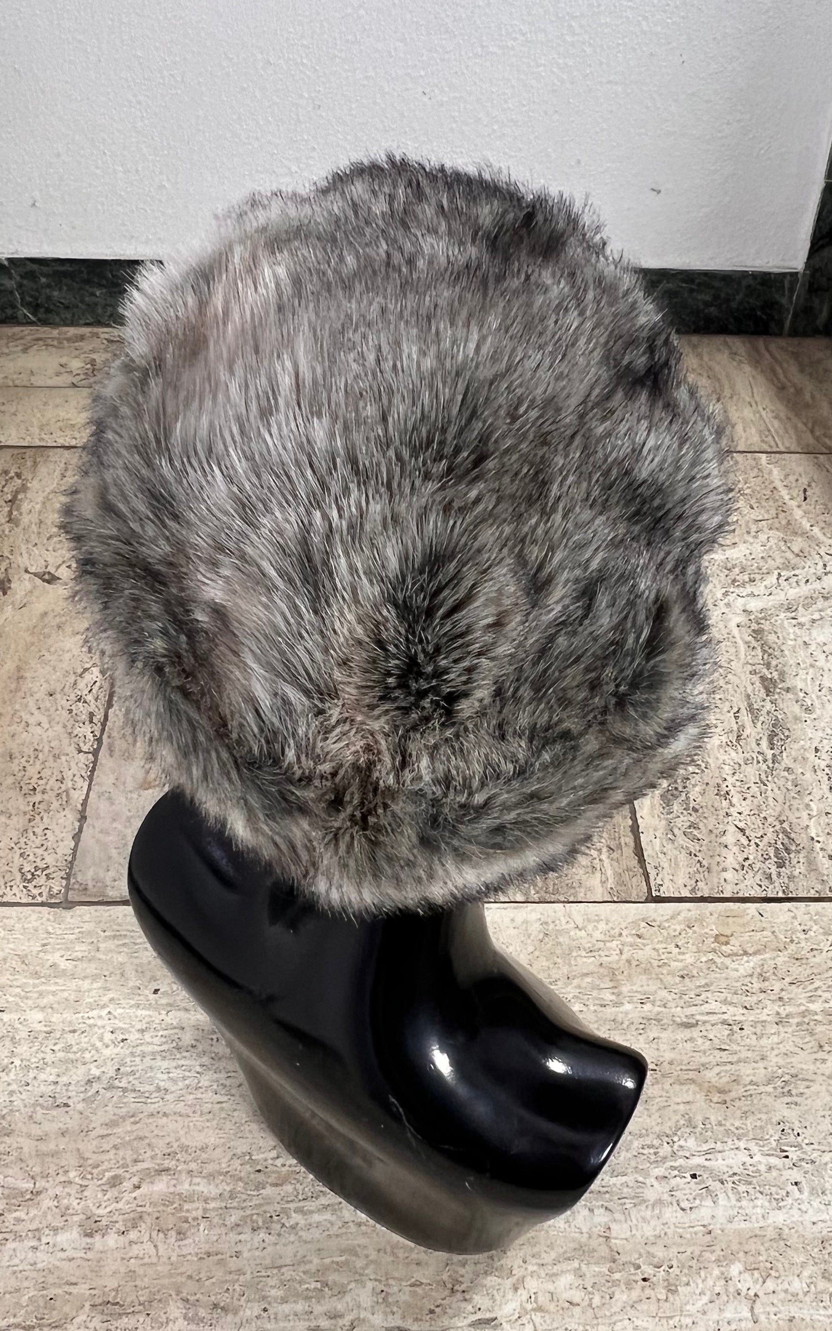 Vintage Grey Faux Fur Hat