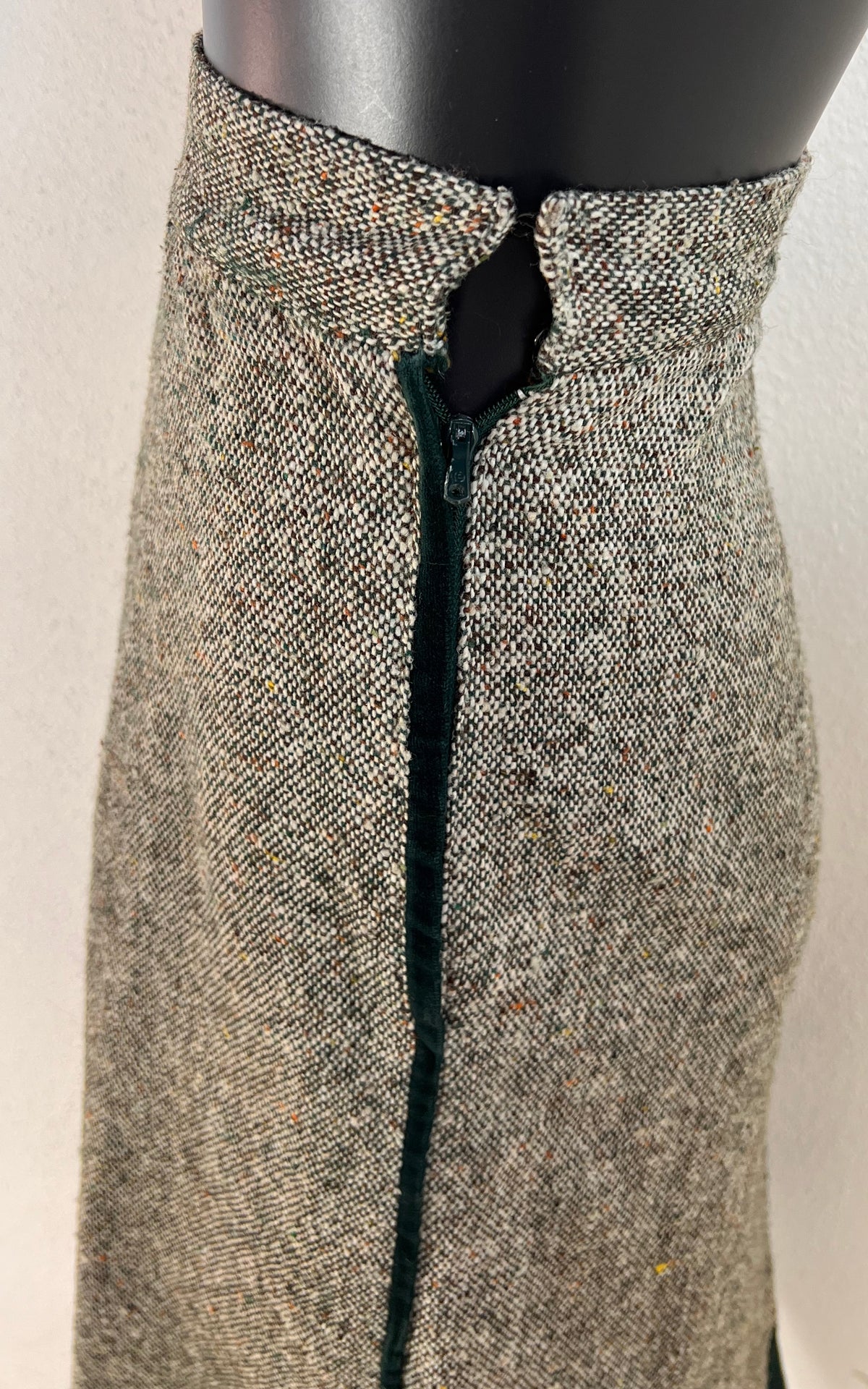 Rare 1930s/1940s Tweed & Velvet Midi Skirt