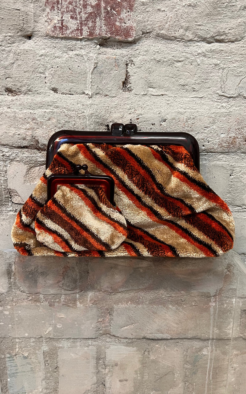 Vintage 70s Velour Bag Set
