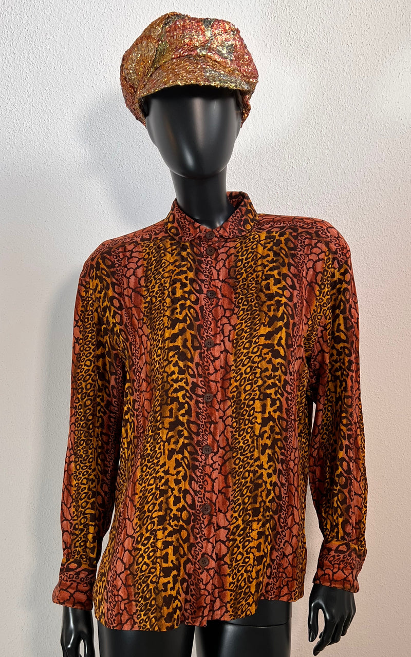 Vintage Escada Leopard Silk Blouse