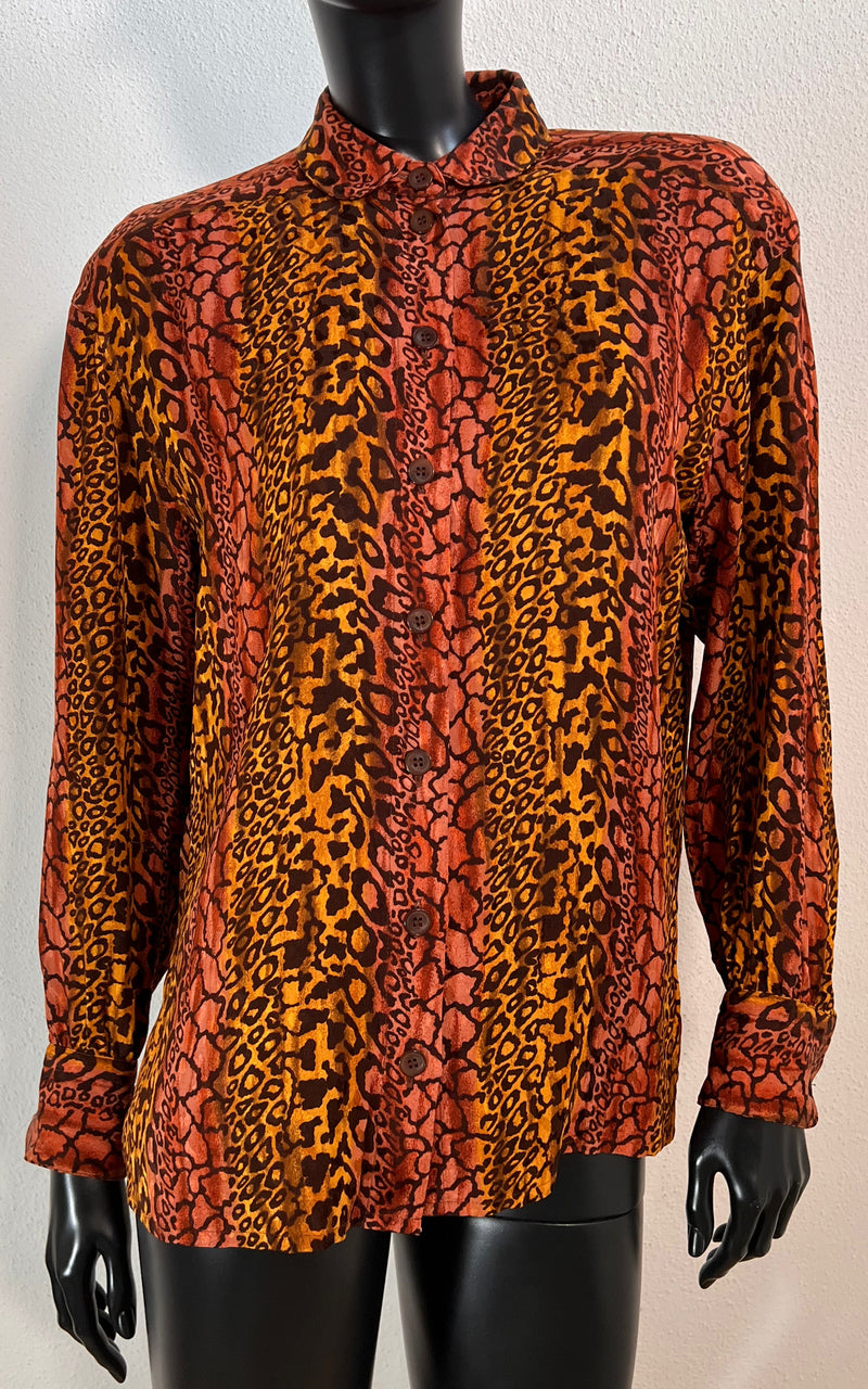 Vintage Escada Leopard Silk Blouse
