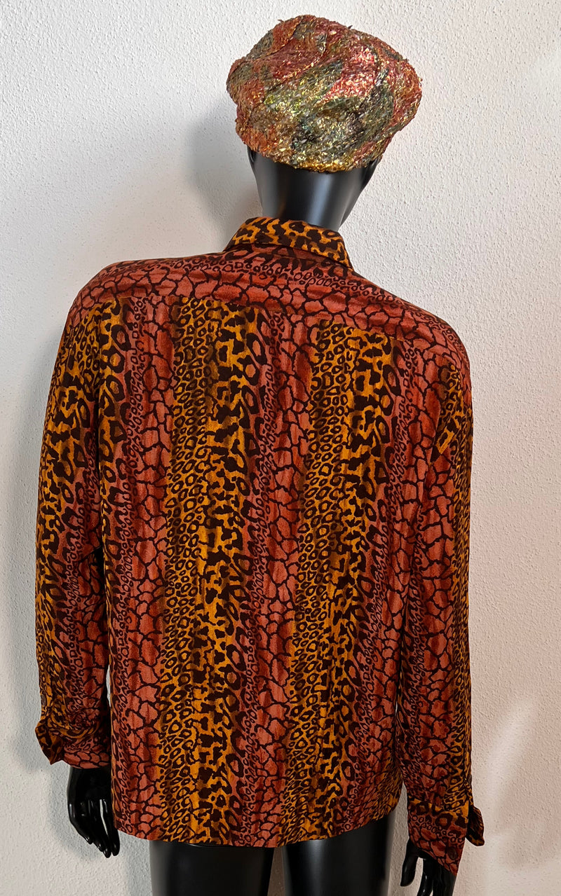 Vintage Escada Leopard Silk Blouse