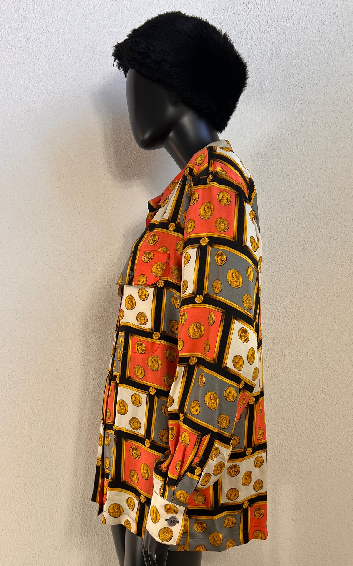 Vintage Escada Coin-Print Silk Blouse