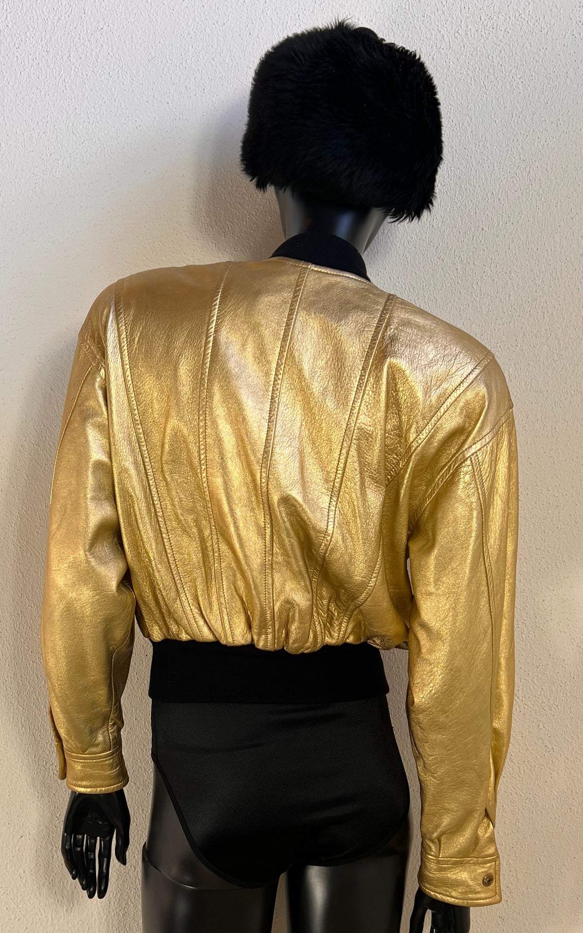Iconic 1991 Escada Metallic Gold Leather Bomber Jacket