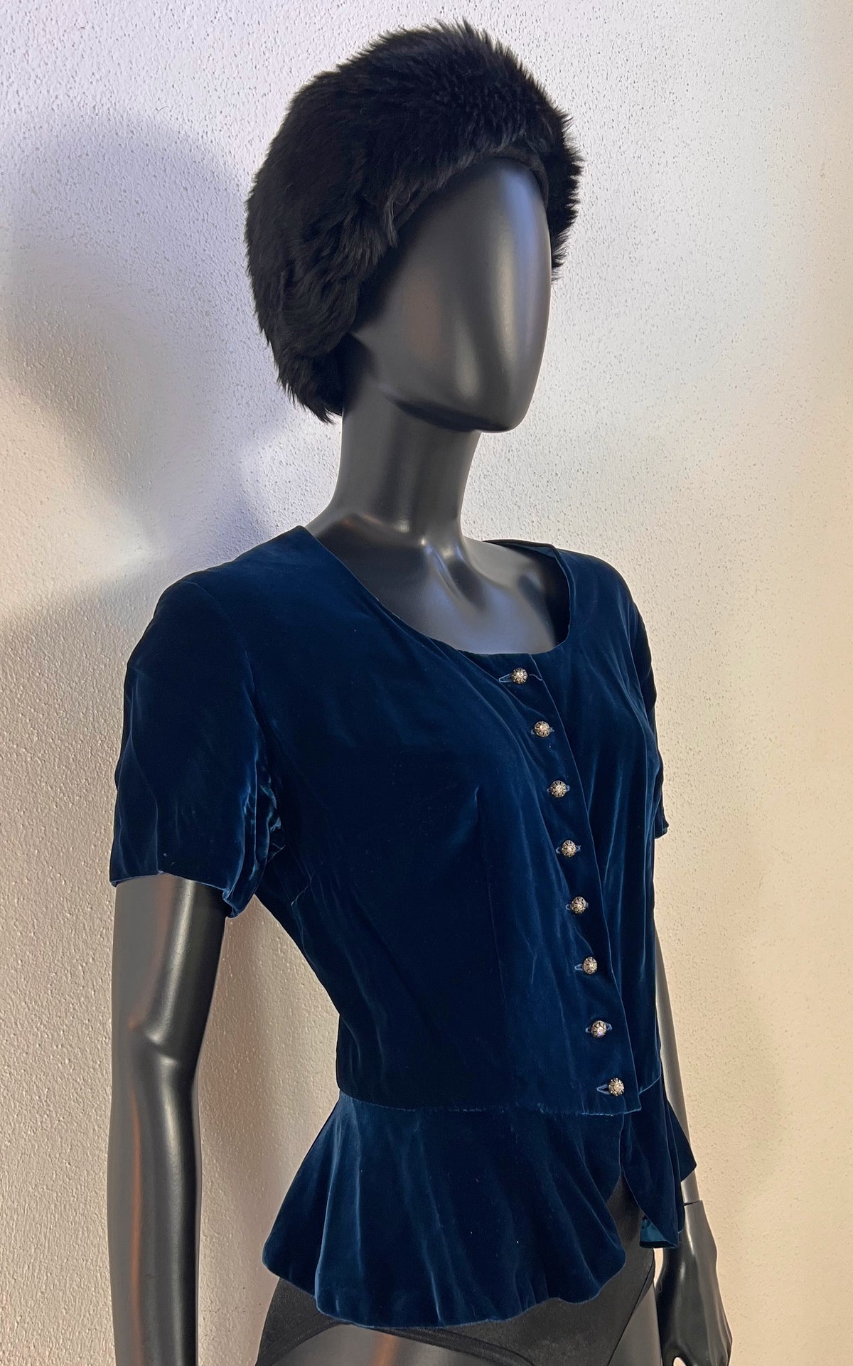 Vintage Silk Velvet Peplum Top