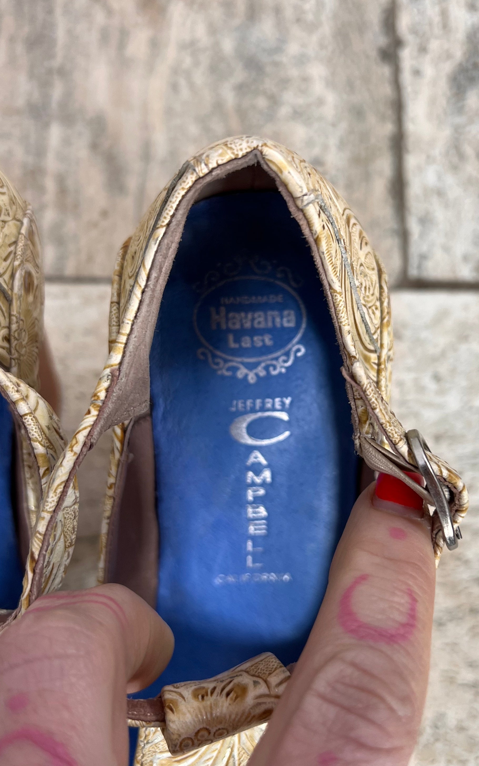 Jeffrey Campbell Embossed Platform T-Strap Heels 37