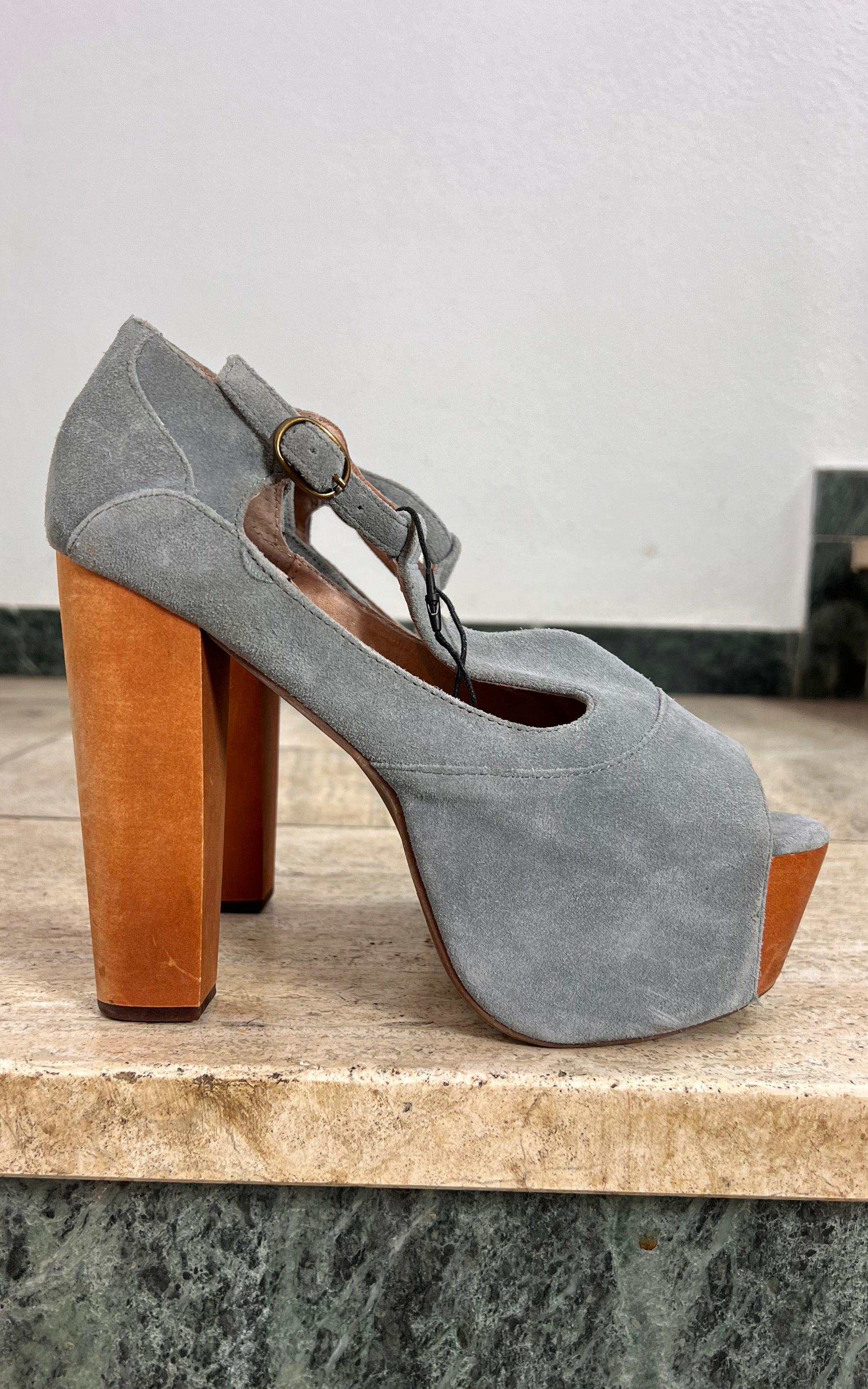 Jeffrey Campbell Suede Platform T-Strap Heels 37