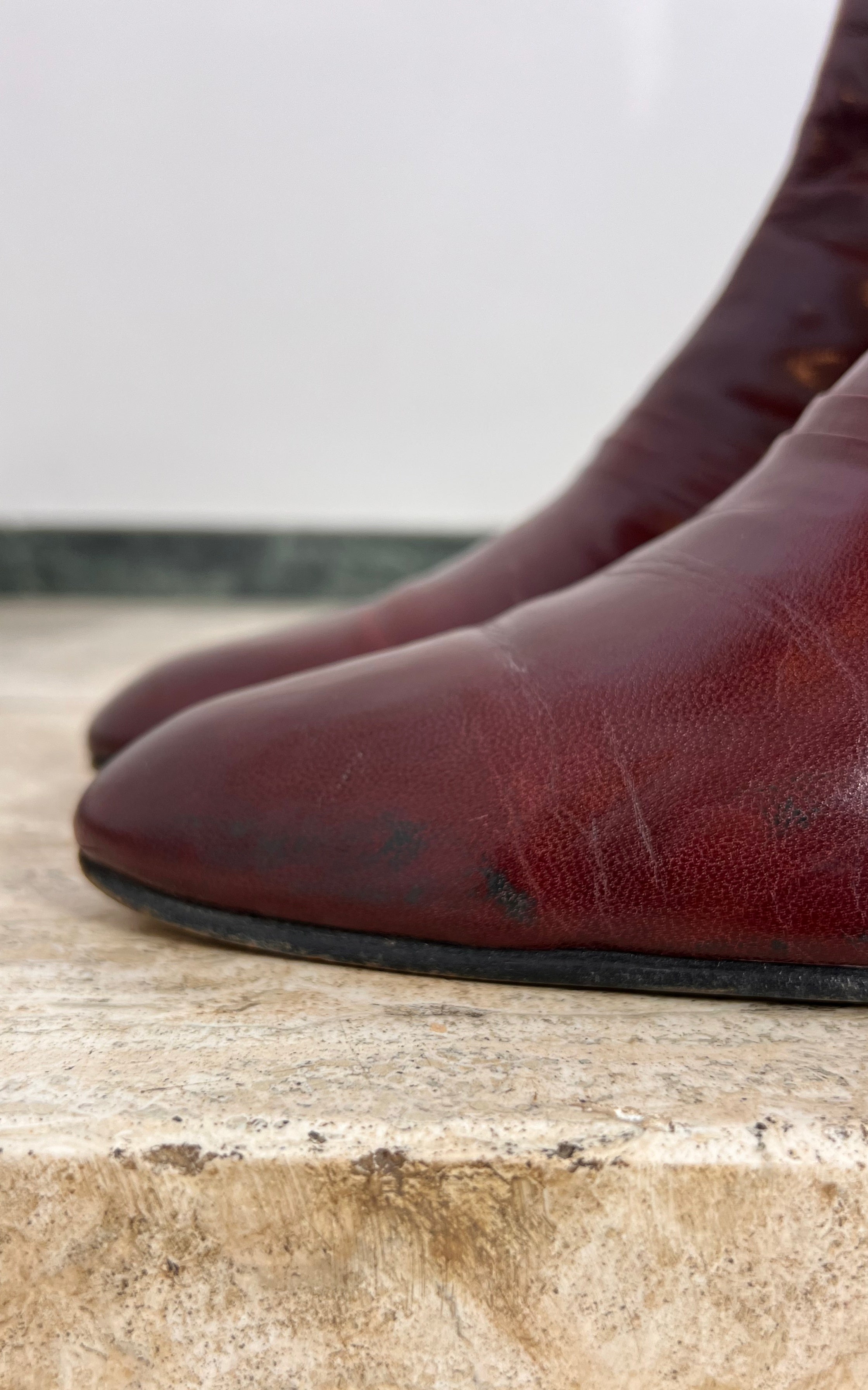 Vintage MENS 70s Burgundy Ankle Boots 42