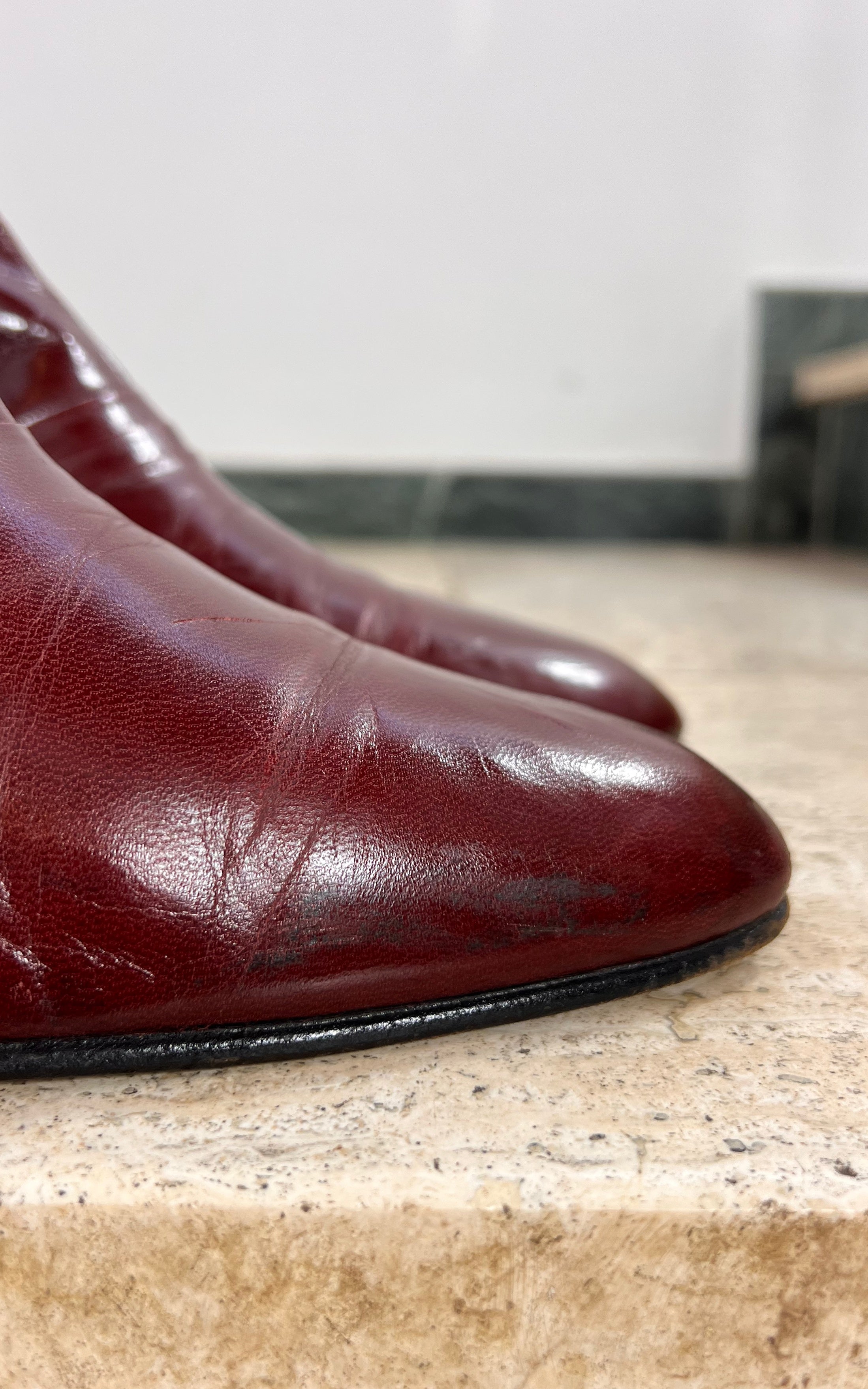 Vintage MENS 70s Burgundy Ankle Boots 42